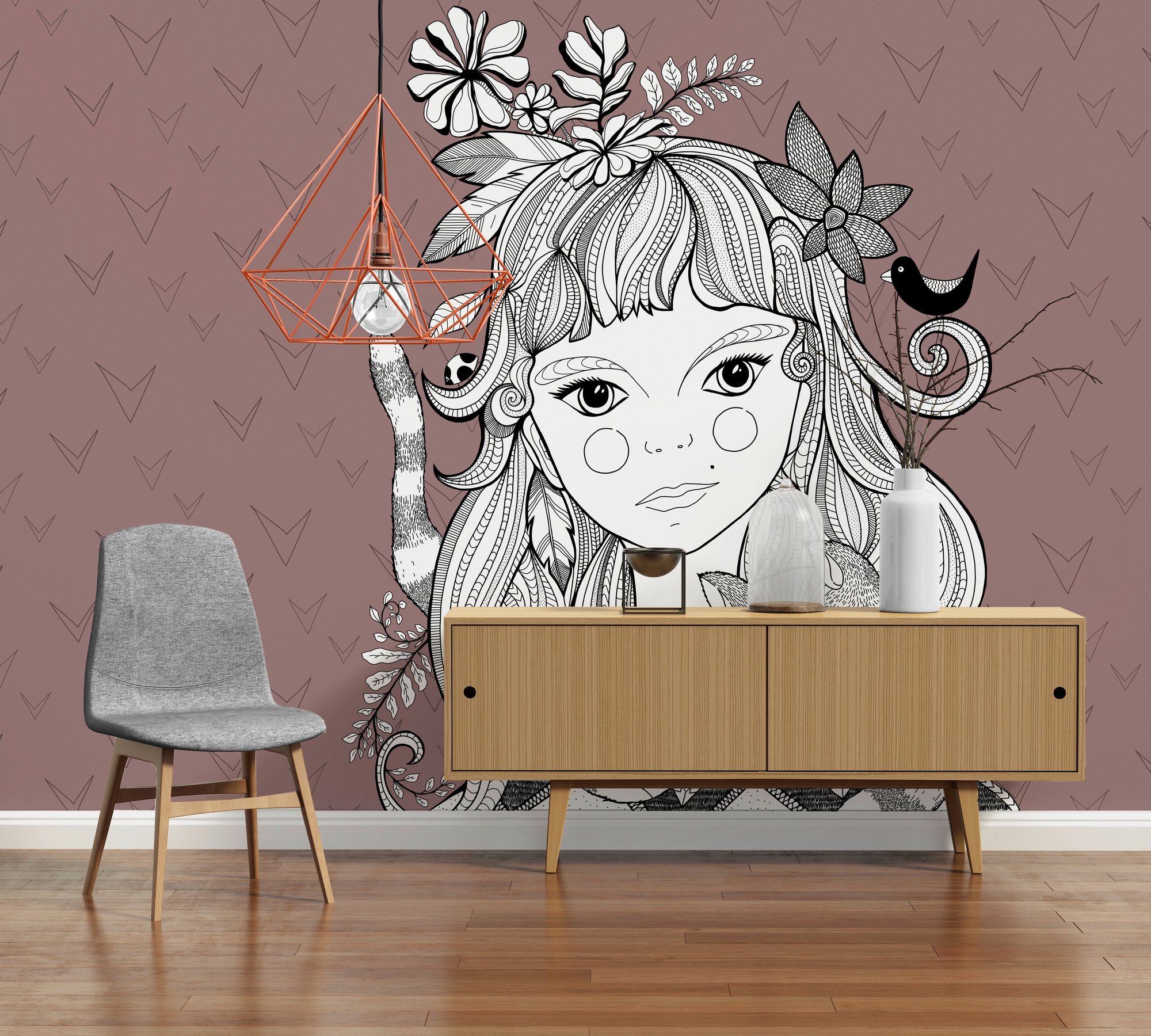 living walls Fototapete »ARTist Catgirl«, Vlies, Wand, Schräge