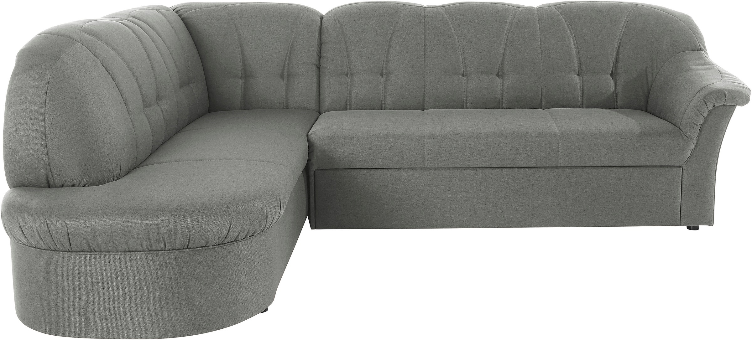 Ecksofa DOMO COLLECTION "Pegnitz, zeitlose und elegante Rückensteppung, Breite 246cm, L-Form", grau, B:246cm H:82cm T:180cm, 100% Polyester, Sofas, Ecksofa, wahlweise mit Bettfunktion 6
