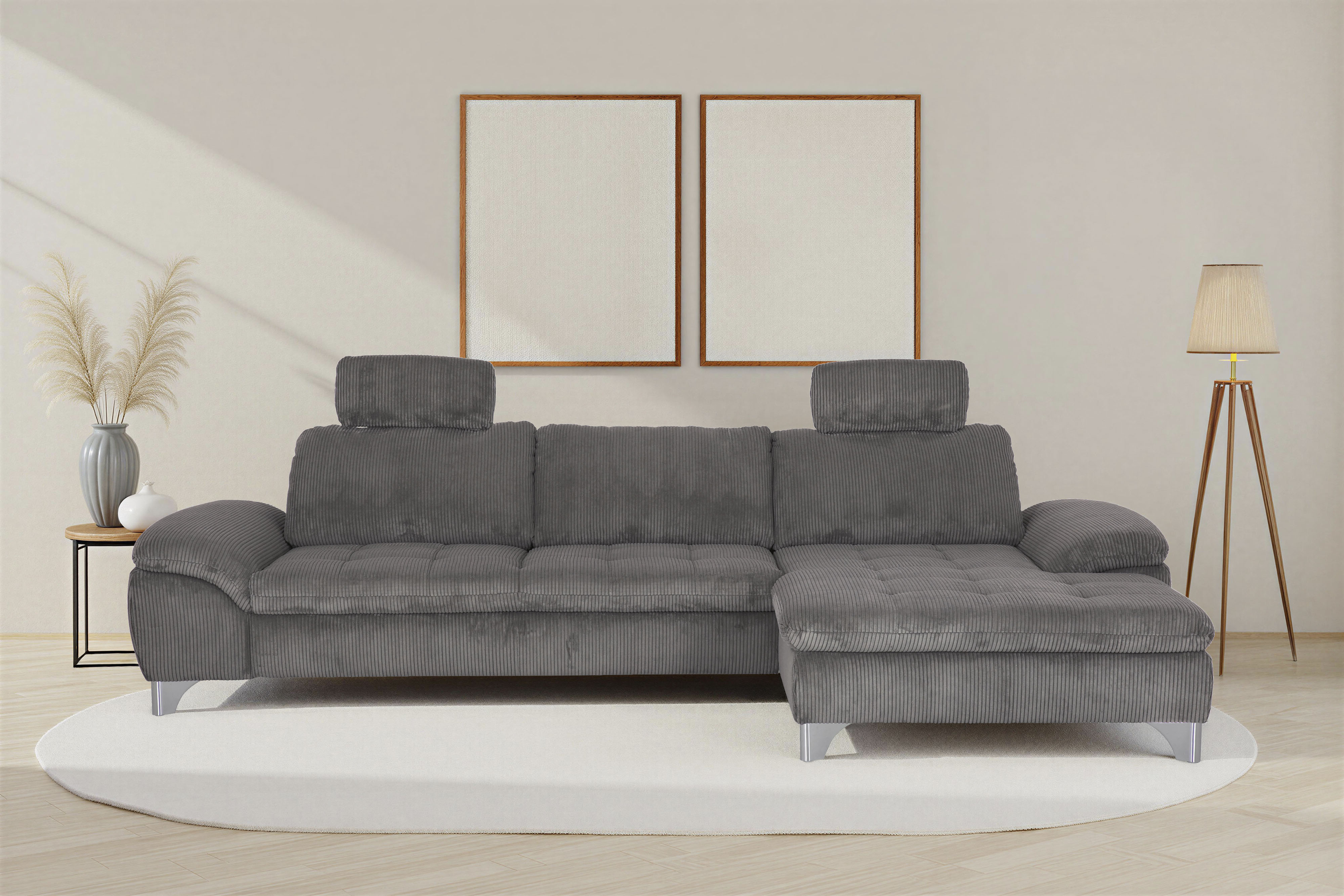 Die PlanBar Ecksofa "Recamiere MP-IN14007 L-Form, Breite 318 cm" wahlweise mit Schlaffunktion und verstellbaren Kopfstützen