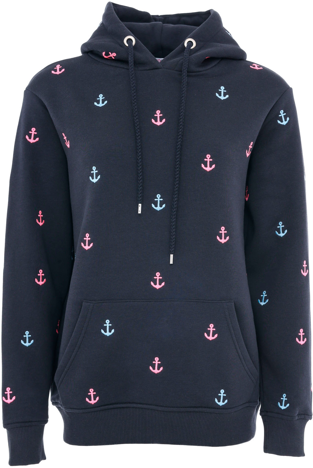 Zwillingsherz Hoodie ""Anker"" mit gestickten Ankern und Fronttasche günstig online kaufen