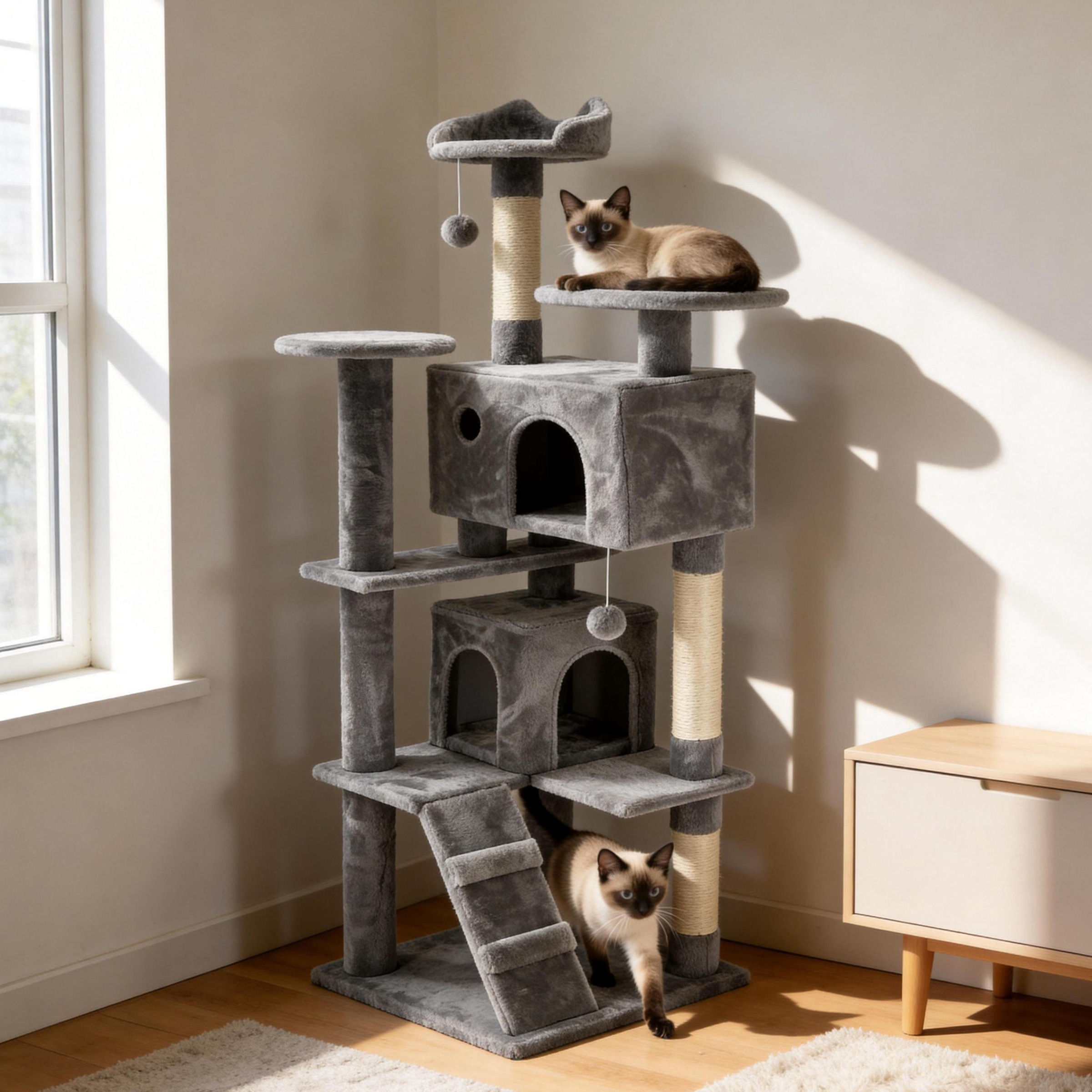 OTTO home Kratzbaum »Stubentiger« 139 cm hoch stabile Spanplatte, robuster Sisal und kuscheliger Plüsch