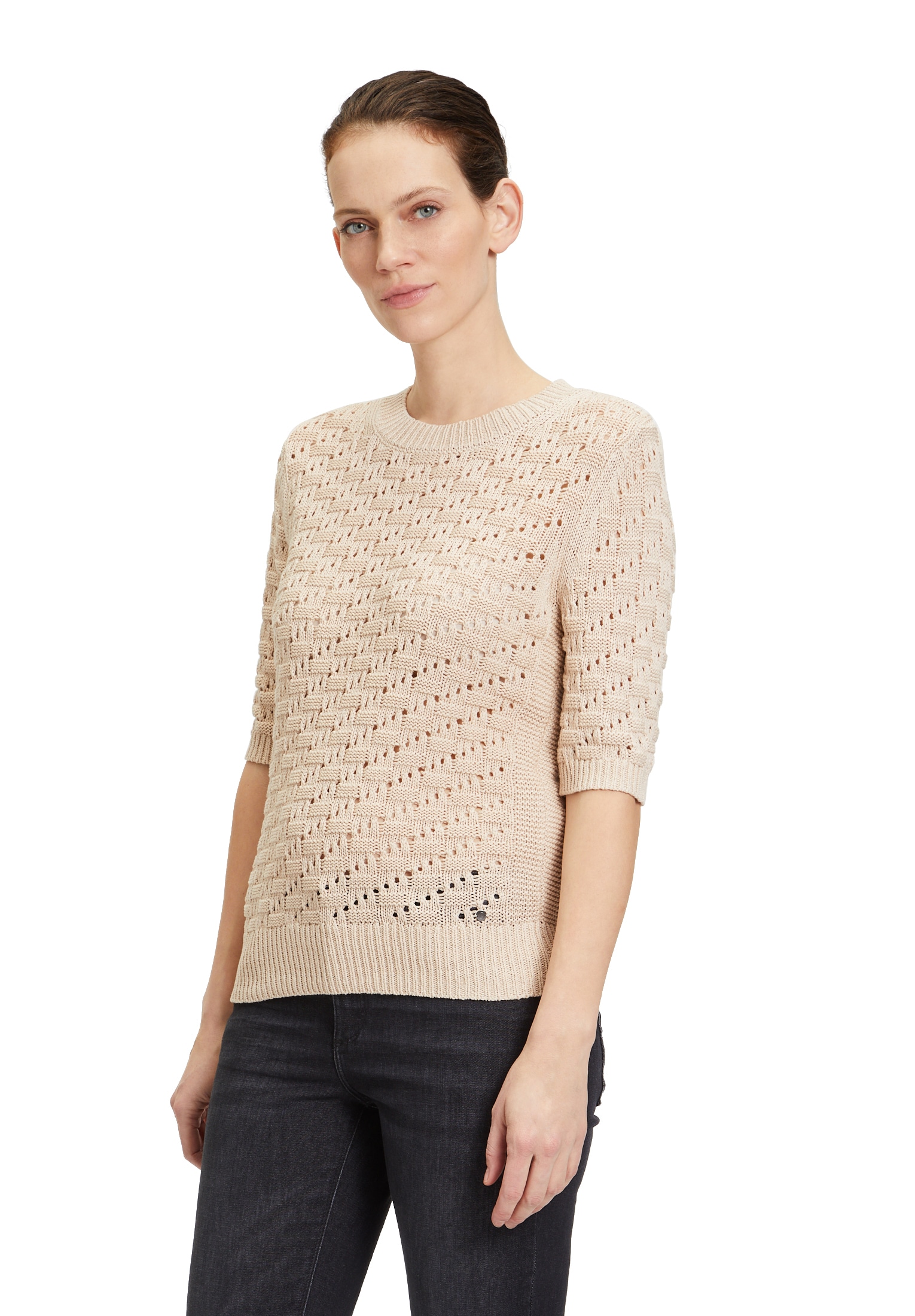 Betty&Co Kurzarmshirt »Betty & Co Strickpullover mit Rundhalsausschnitt«, Struktur