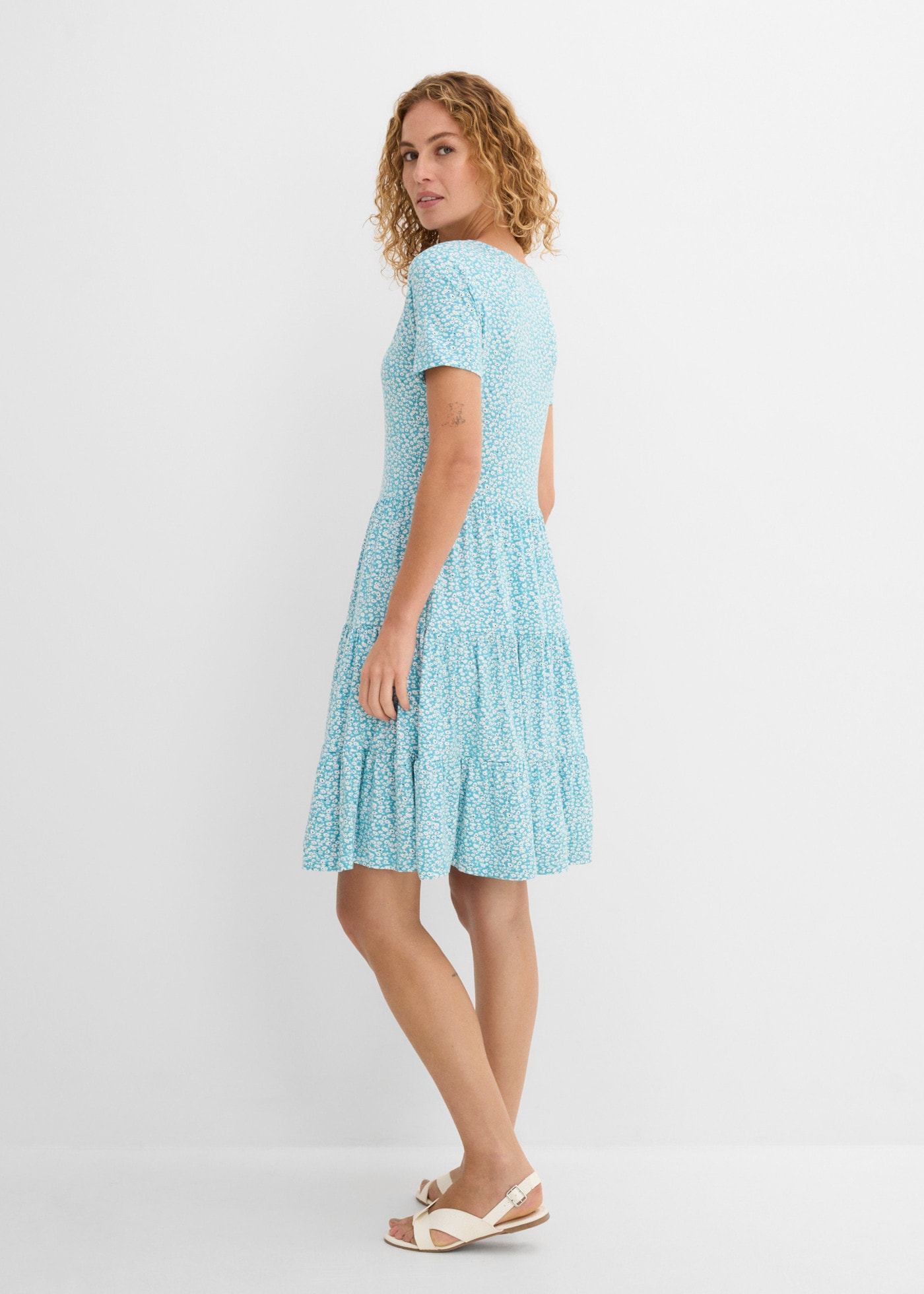 bonprix Jerseykleid für femininen Look, aus Viskose und Elasthan, A-Linie, Kurzarm