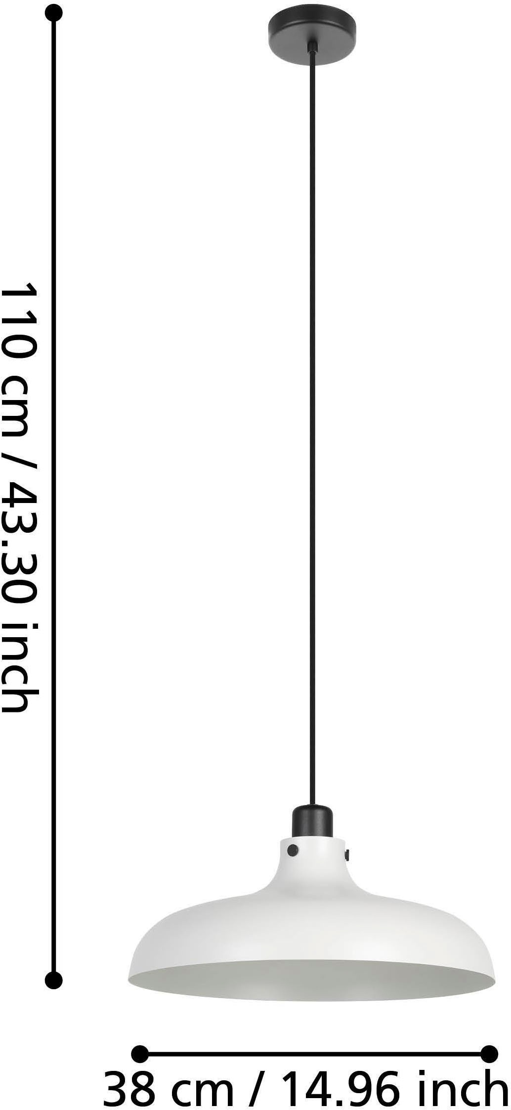 EGLO Hängeleuchte »Matlock Hängelampe, Esszimmerlampe, Industrial, Metall, E27, Lampe« E27 1 Stk. EGLO Hängeleuchte Matlock grau, schwarz 1X40W H:110 Ø 38 cm