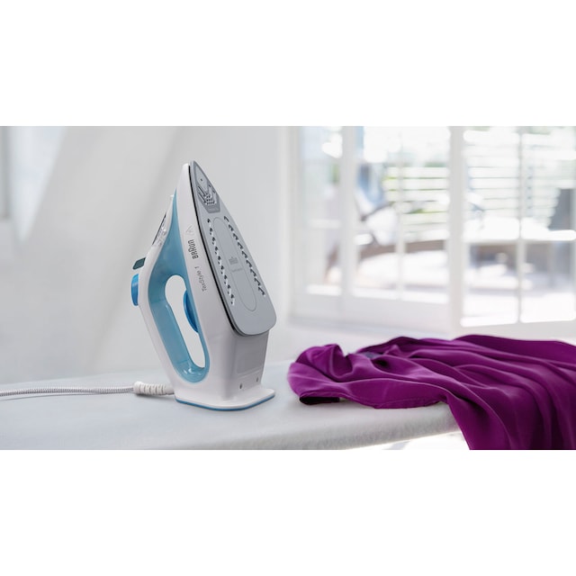 Braun Dampfbügeleisen »TexStyle 1 SI 1050 BL«, 2000 W, mit SuperCeramic  Bügelsohle, 2000 Watt, Blau | BAUR