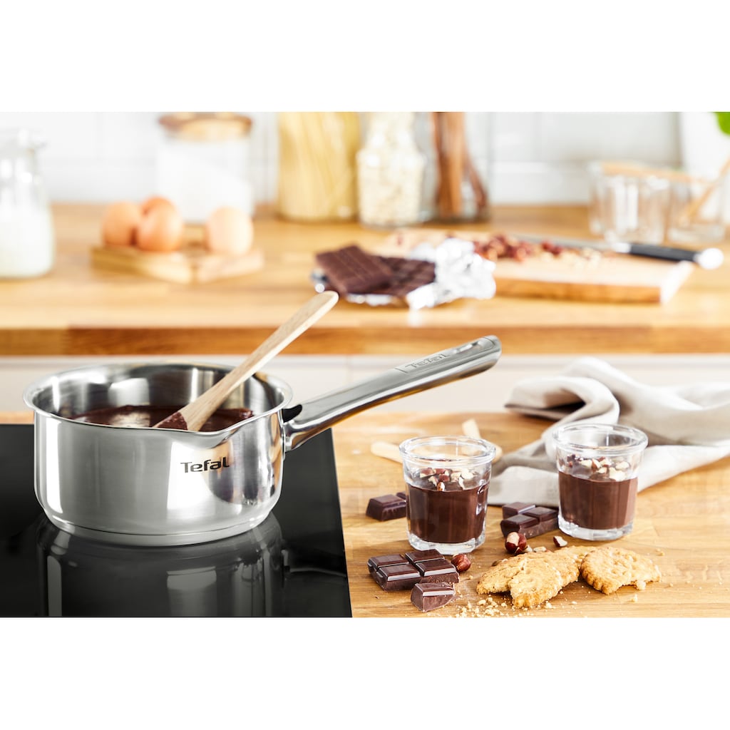 Tefal Topf-Set »Duetto«, Edelstahl, (Set, 9 tlg., 1x Stielkasserolle 16 cm, je 1 Kochtopf mit Deckel 18/20/22/24 cm)