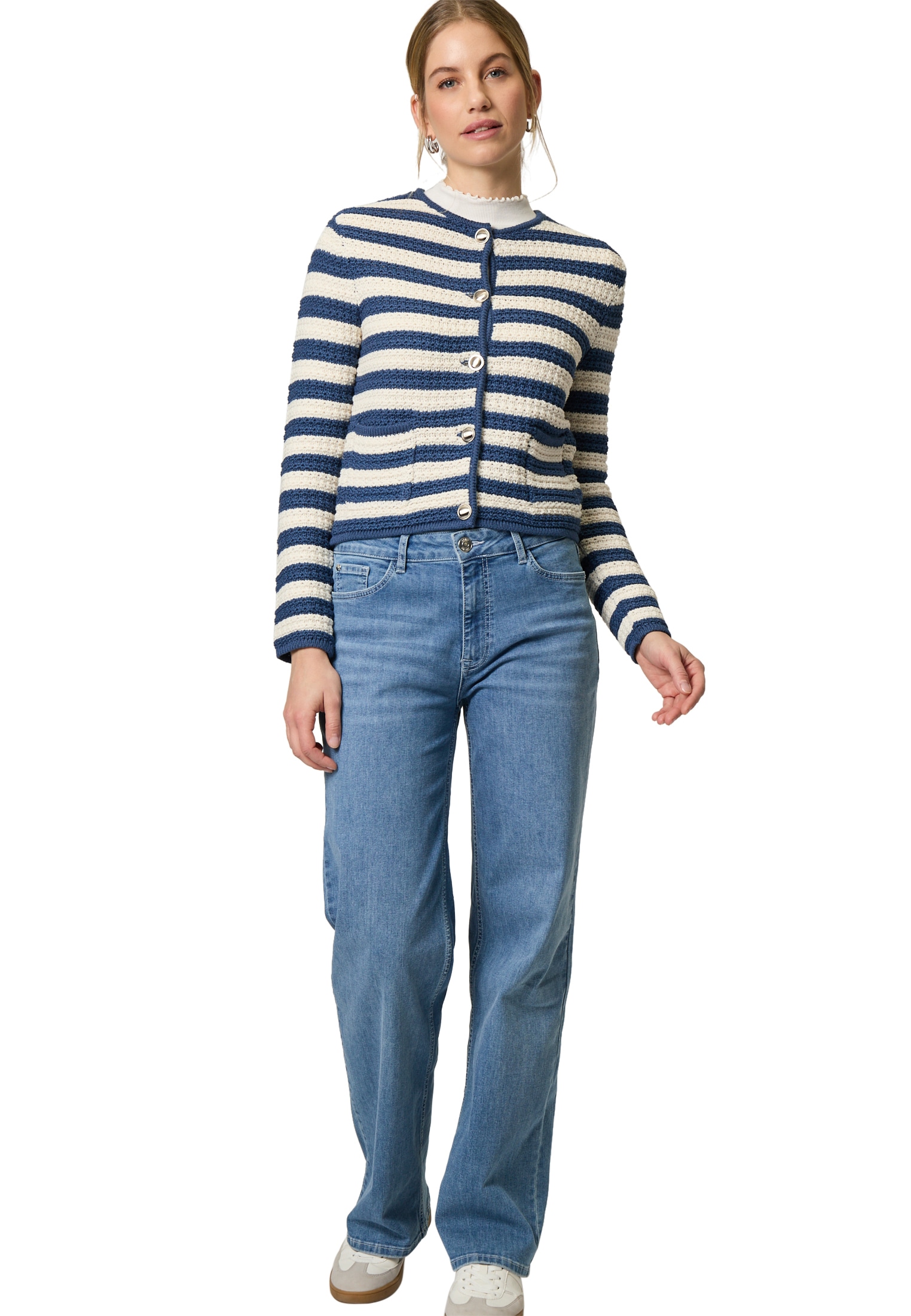 Zero Strickjacke »zero Strickjacke mit Streifen«, Knopfleiste