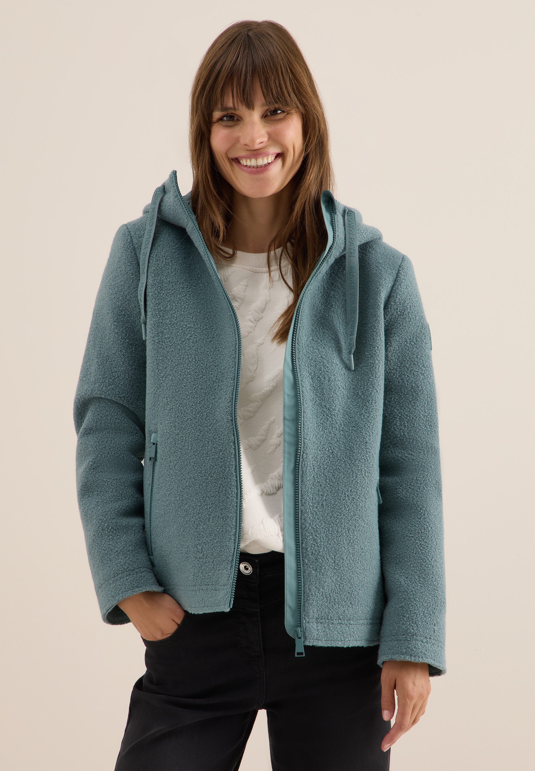Cecil Fellimitatjacke, mit Kapuze, mit Kapuze mit Tunnelzugband günstig online kaufen