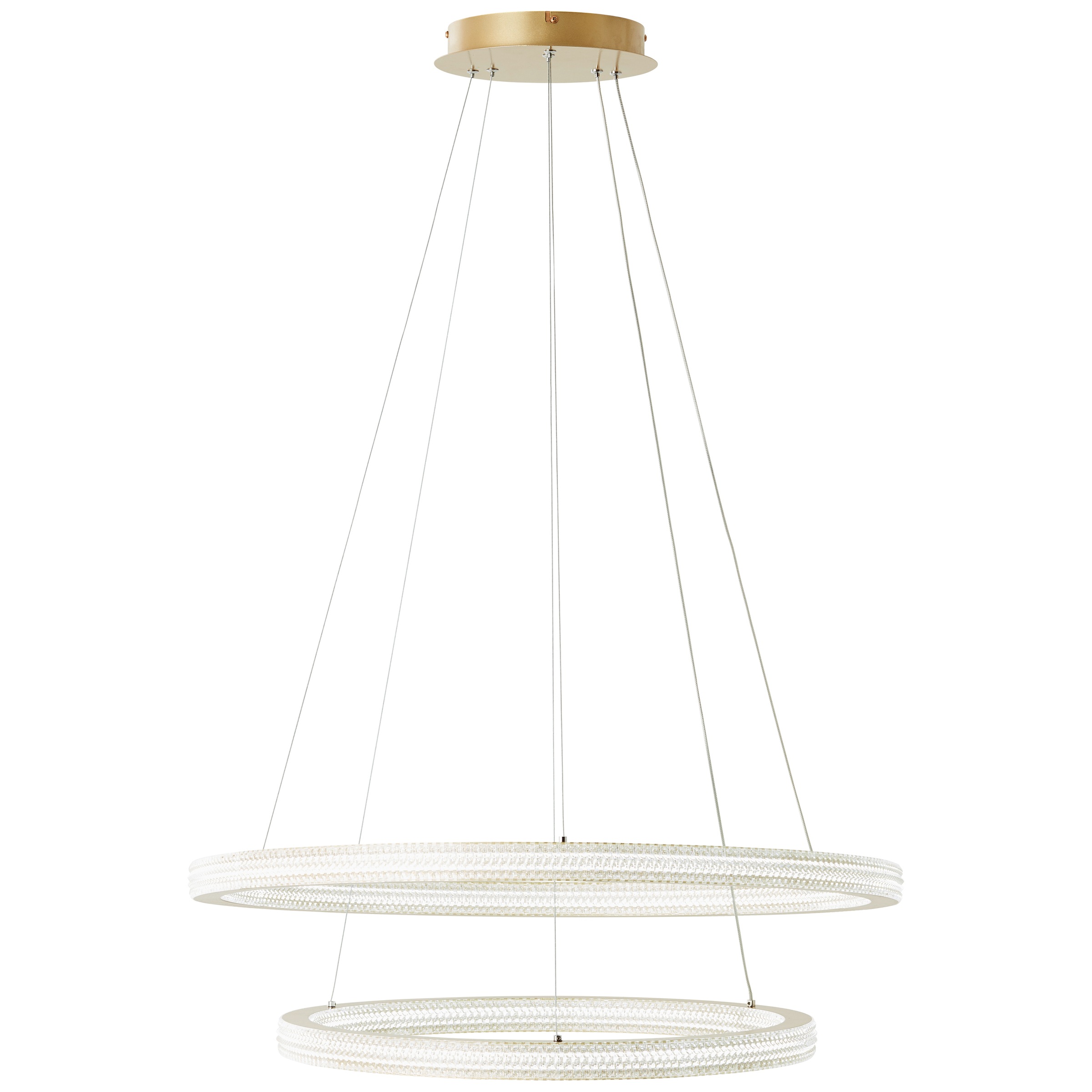 Brilliant LED Pendelleuchte »Calvi«, 11200 lm, Höhe 150 cm, Ø 80 cm, Aluminium/Kunststoff, goldfarben matt