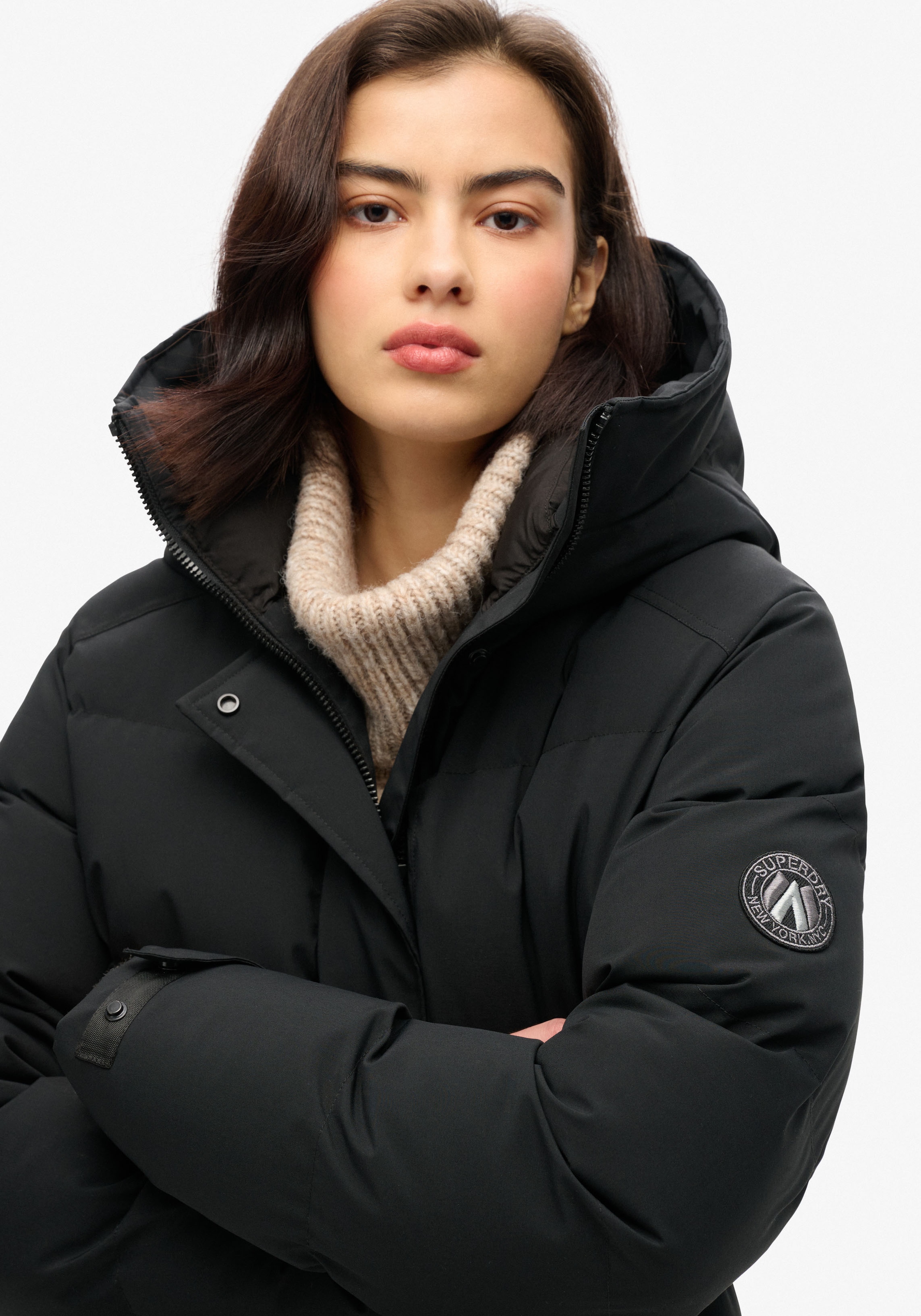 Superdry Steppjacke »CITY MID LENGTH PADDED JACKET«, mit Kapuze