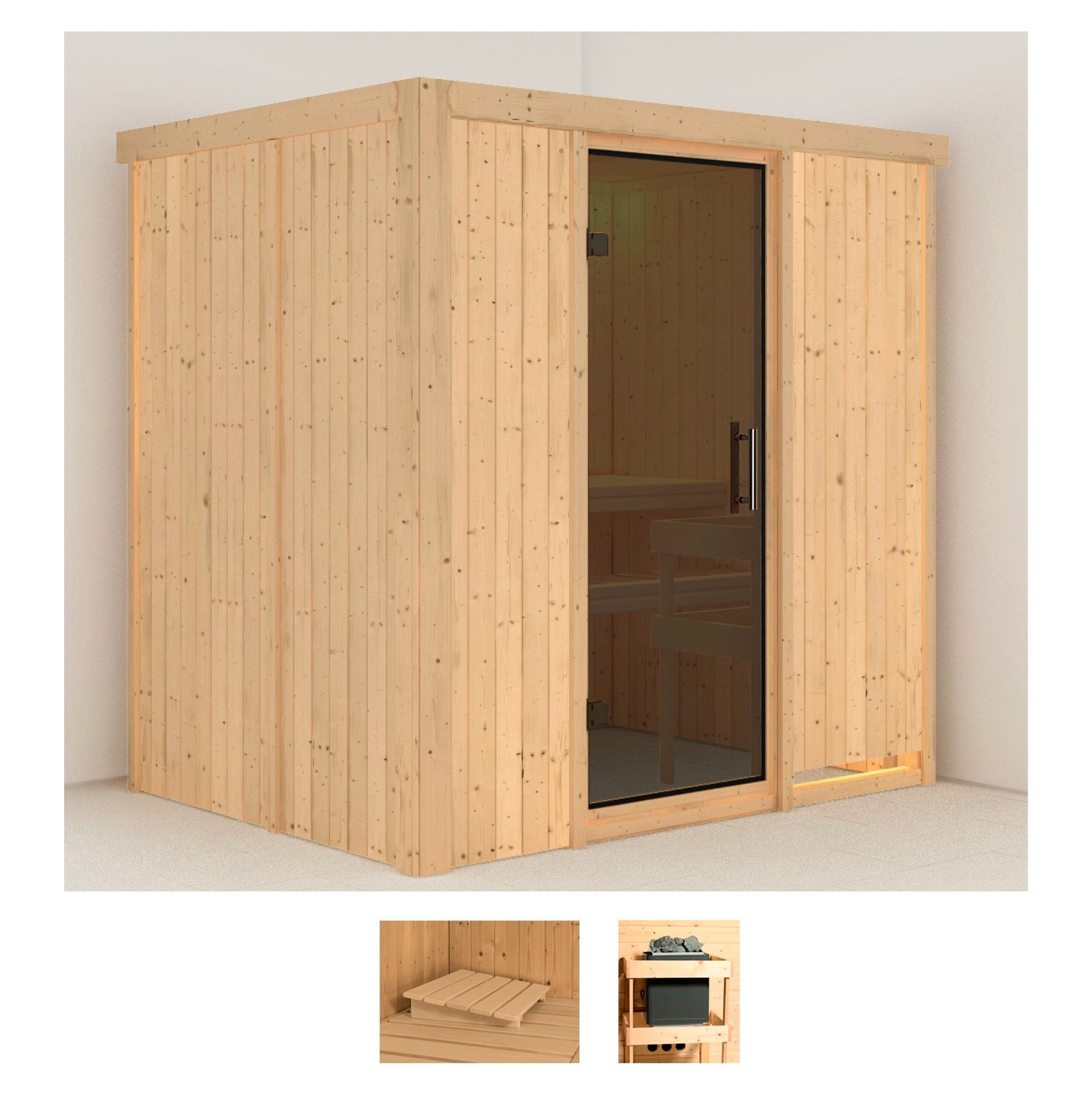 Karibu Sauna "Bedine" Set, ohne Ofen