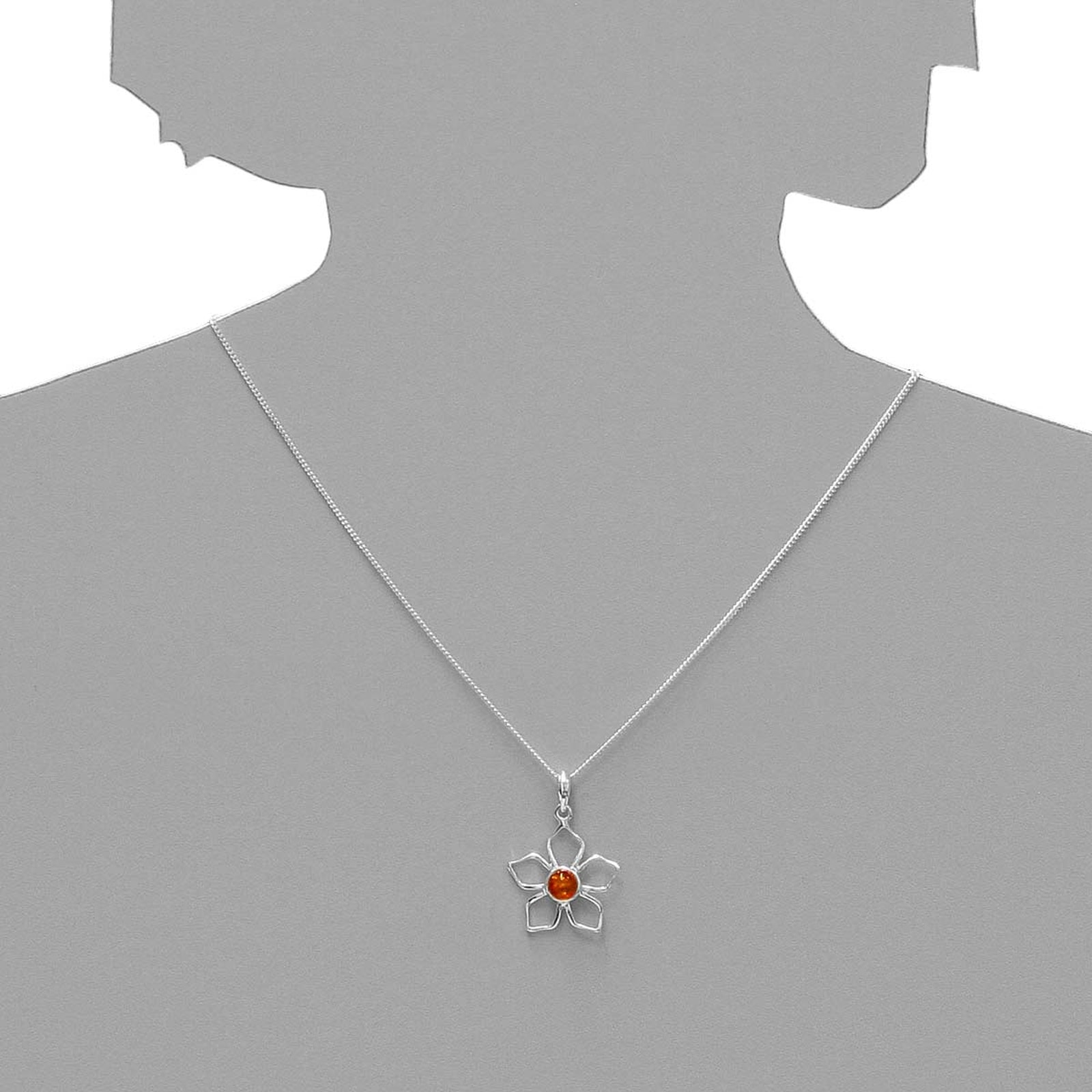 OSTSEE-SCHMUCK Kette mit Anhänger »- Blüte - Silber 925/000 - Bernstein«