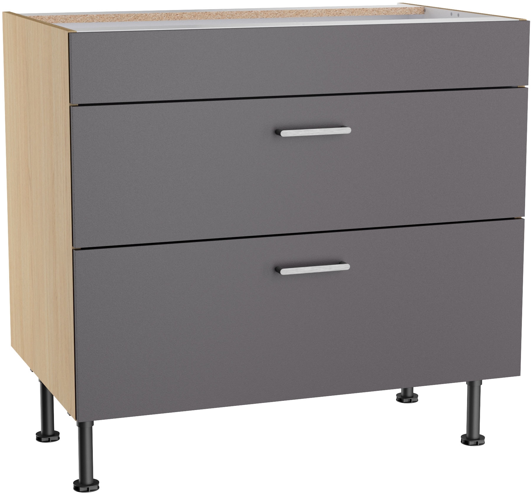 KOCHSTATION Kochfeldumbauschrank "KS-Lucy" Breite 90 cm, mit 2 Auszügen, Soft-Close, höhenverstellbare Füße
