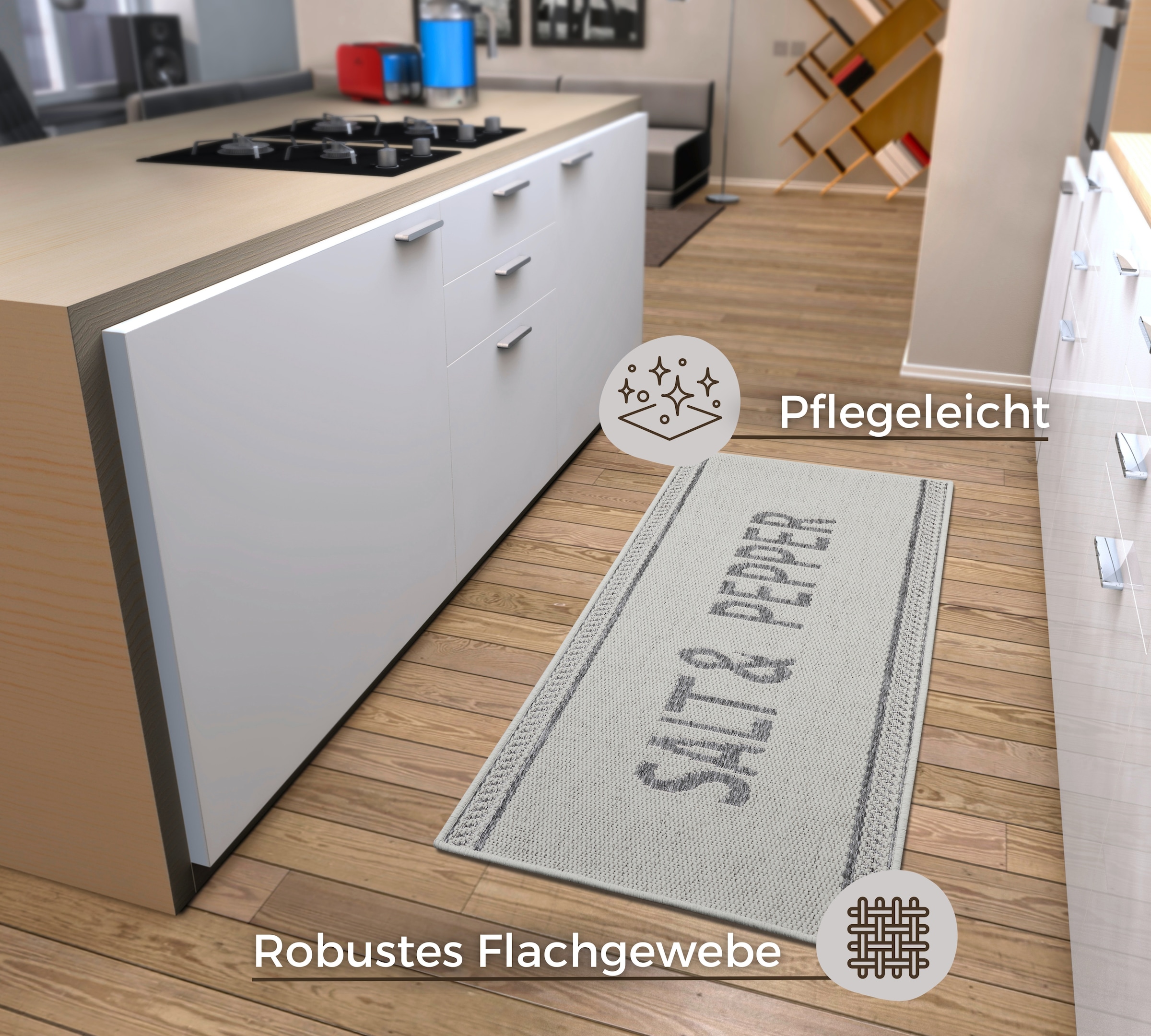 HANSE Home Küchenläufer »Salt & Pepper«, rechteckig, 5 mm Höhe, Läufer, Rutschfest, Küchenteppich, Küche, Teppich, Pflegeleicht