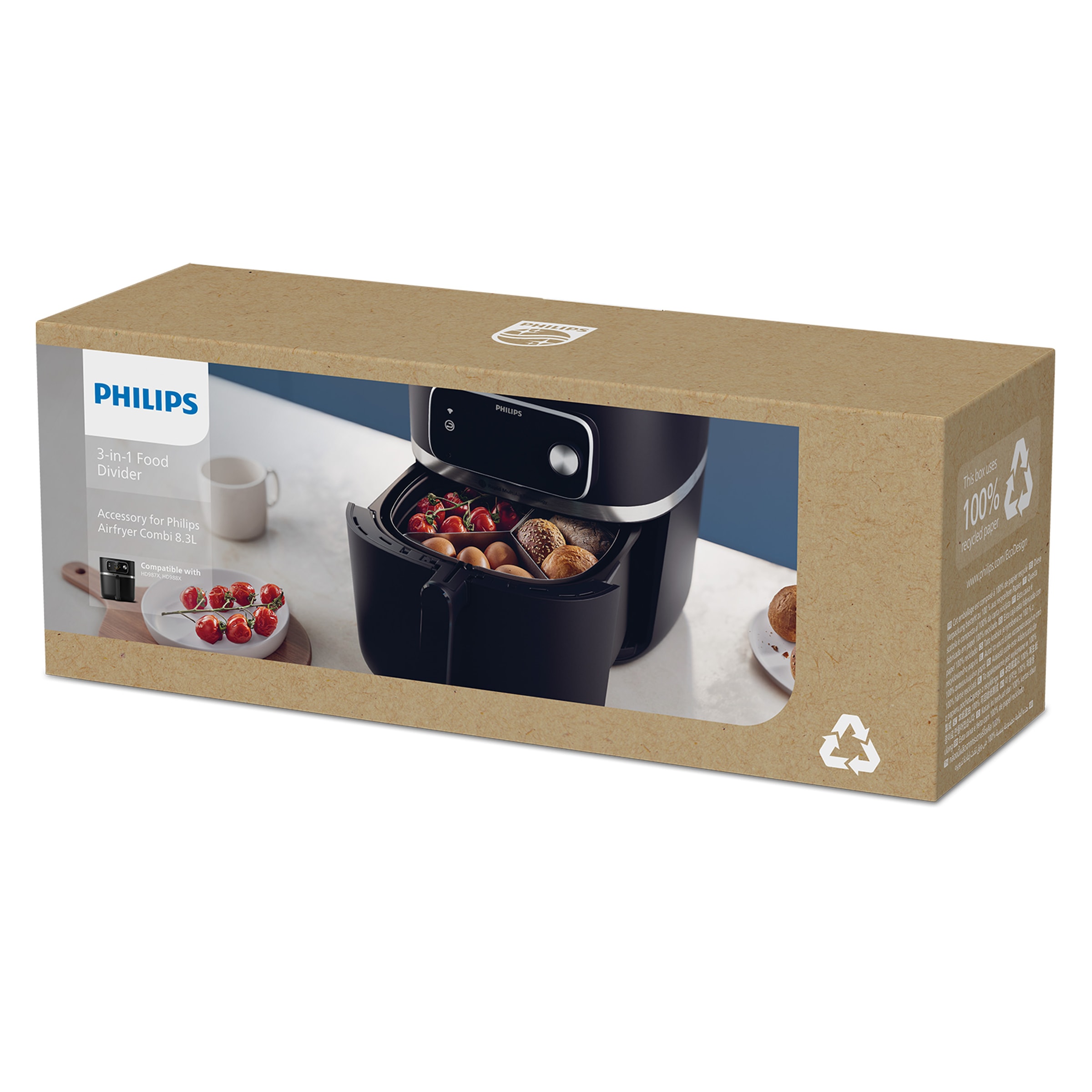 Philips Frittiereinsatz »HD9916/00, 3-fach Korbtrenner Airfryer Zubehör«, kompatibel mit Philips Airfryer Combi 7000 Series, spülmaschinenfest