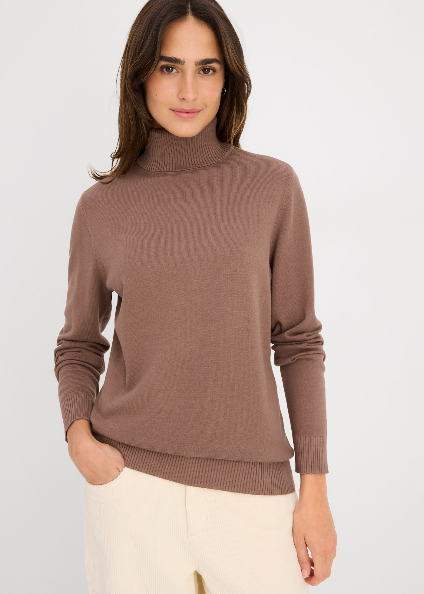 bonprix Rollkragenpullover »Rollkragenpullover« aus Baumwolle und Polyamid, Rollkragen, figurbetonte Passform