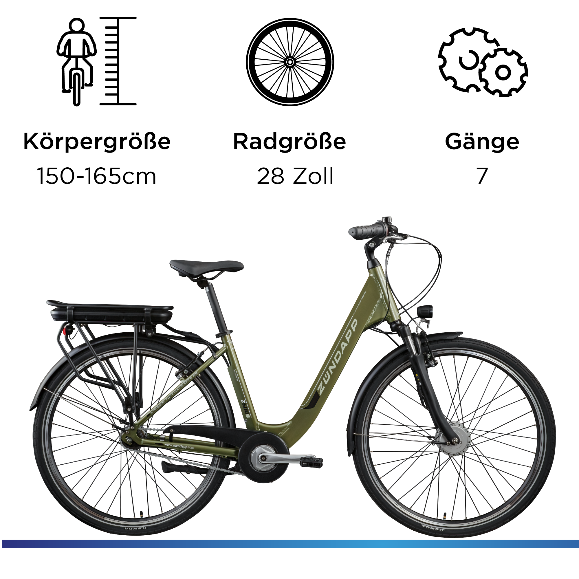 Zündapp »Z600« 7 Gang Nabenschaltung Frontmotor 250 W City E Bike Damen 28 Zoll Elektrofahrrad 7 Gang 150-165cm Damenfahrrad
