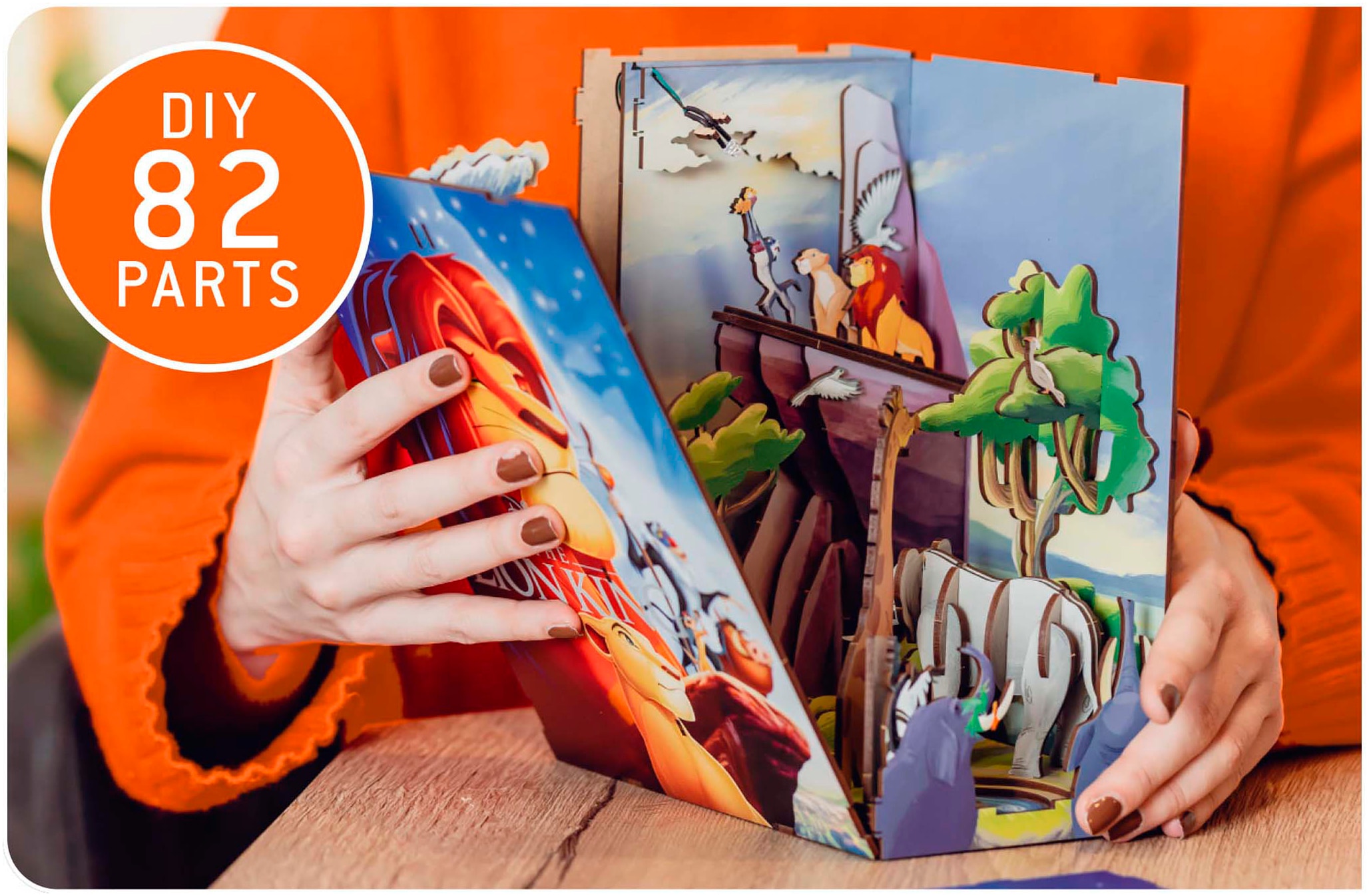 Revell® 3D-Puzzle »Book Nook, Tiny Adventures Disney König der Löwen«, Buchstütze; mit LED-Beleuchtung