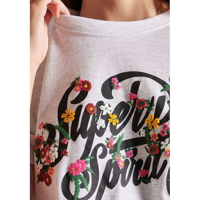 Superdry T-Shirt, Geblümtes T-Shirt mit Schriftzug bestellen | BAUR
