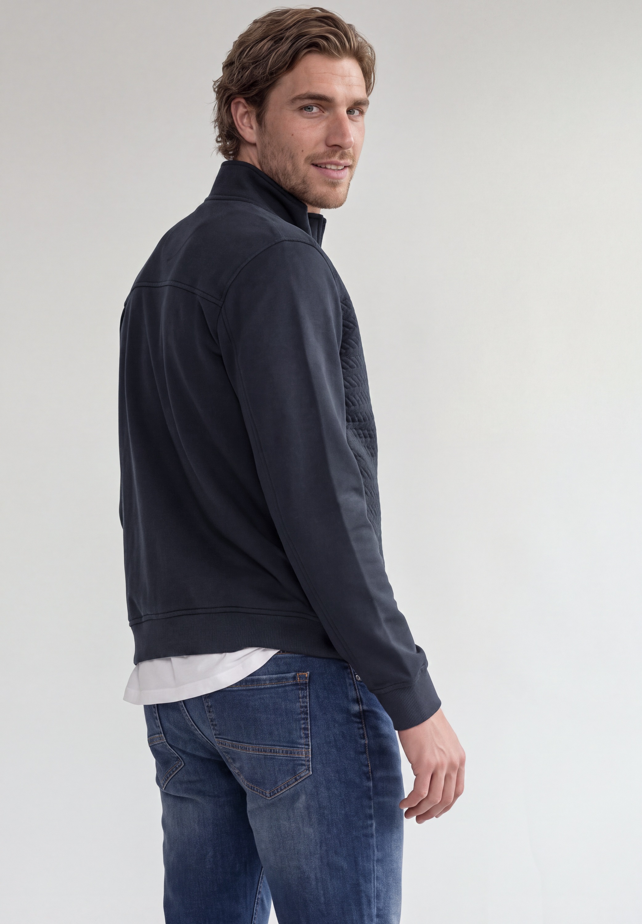 STREET ONE MEN Sweatjacke in Unifarbe