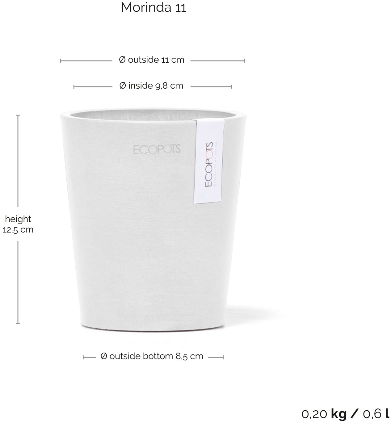 ECOPOTS Blumentopf »Morinda Orchidee 11 Weiß«, für den Innenbereich