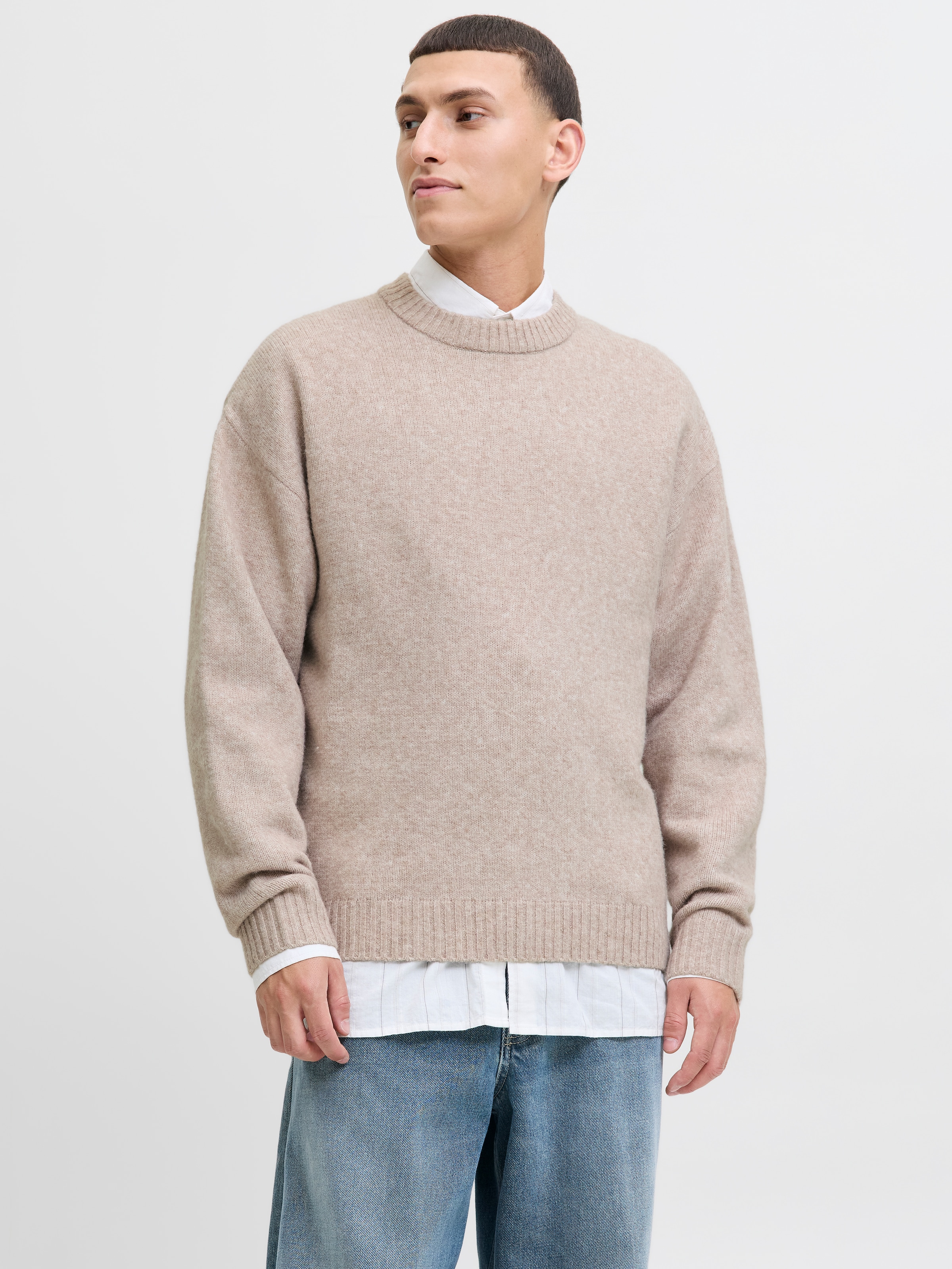 Jack & Jones Rundhalspullover "JJESOHO OLLIE KNIT CREW NECK SN" Materialmix günstig online kaufen