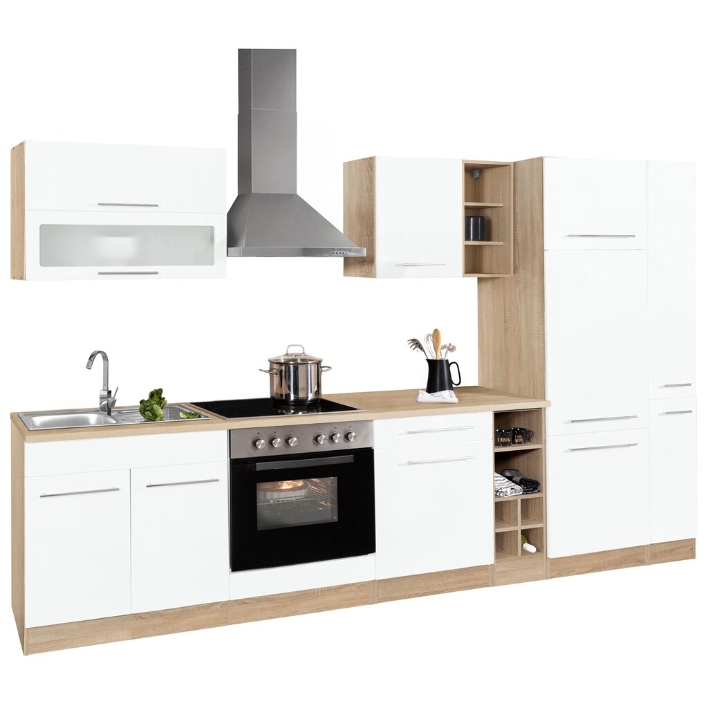 Wohnen Küchenmöbel HELD MÖBEL Küchenzeile »Eton«, ohne E-Geräte, Breite 330 cm weiß-eichefarben