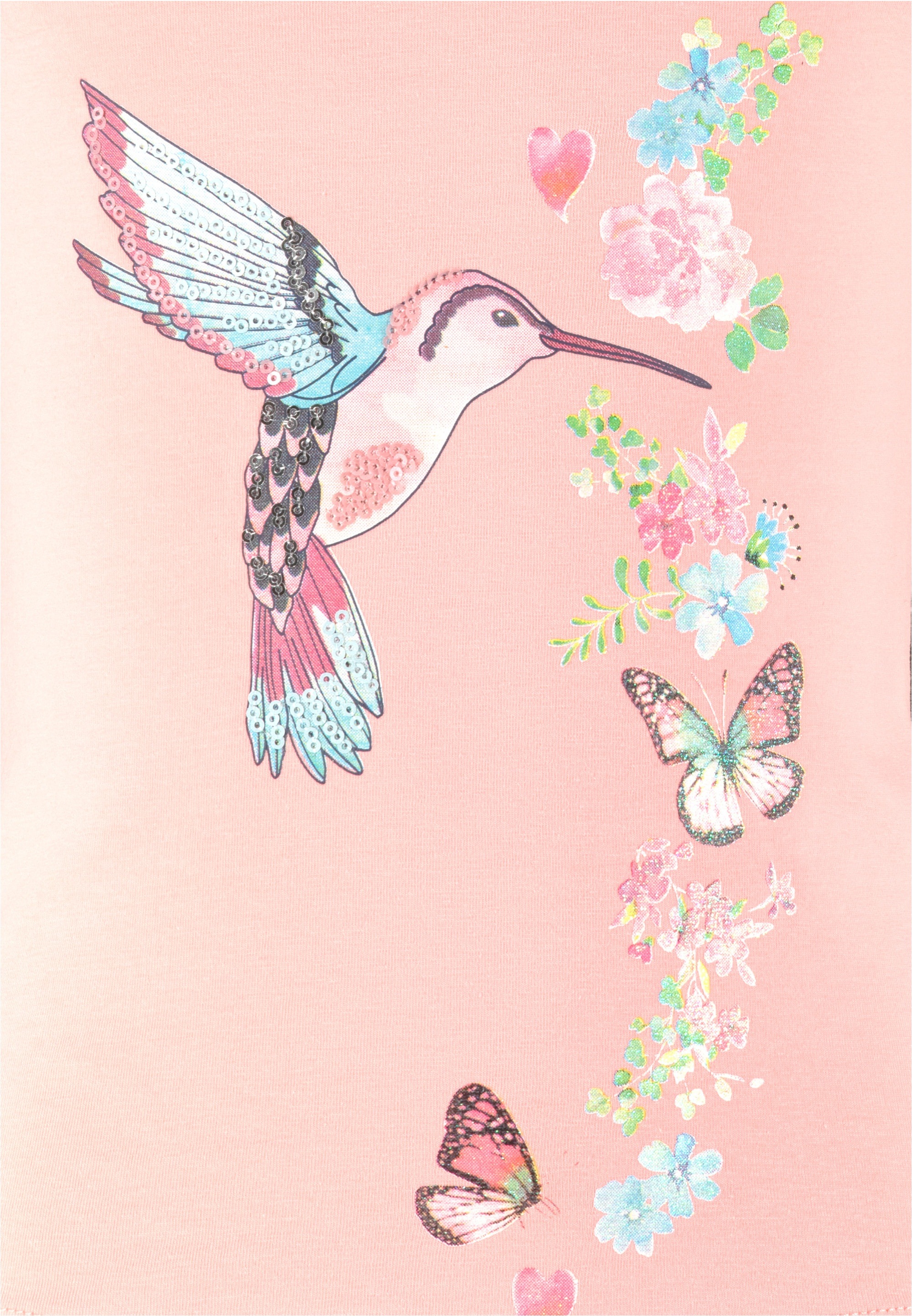 SALT AND PEPPER T-Shirt »Fancy«, 2er-Pack mit Kolibri- und Blumenrankenmotiv