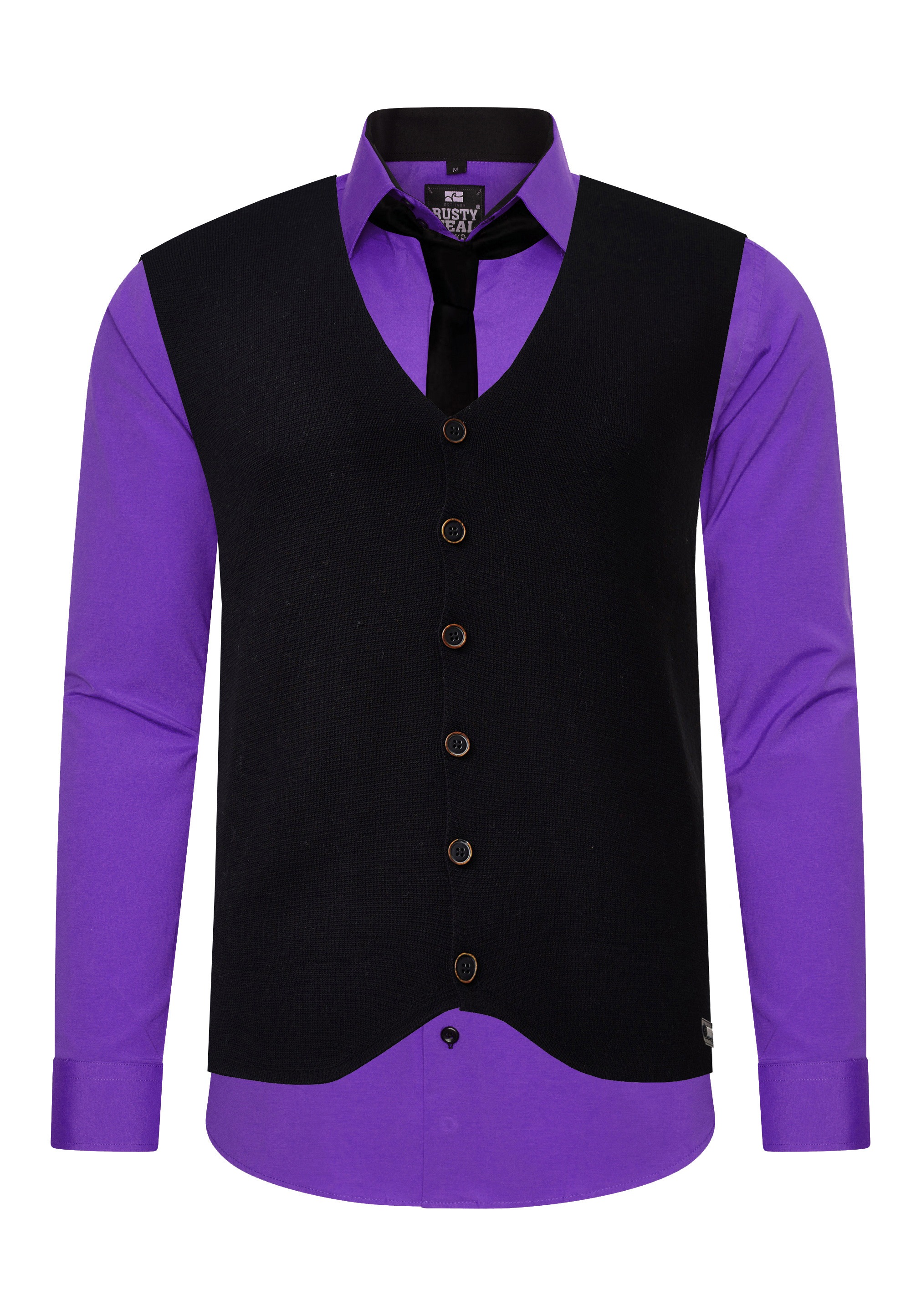 Thumbnail - Rusty Neal Langarmhemd mit Weste und Krawatte