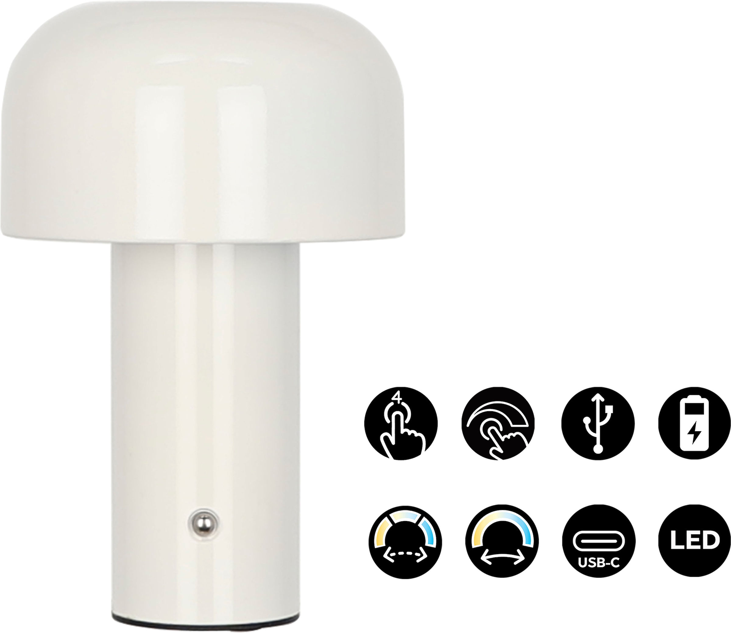 OTTO home LED Tischleuchte »Ronno« LED-Modul 1 Stk. warmweiß - kaltweiß LED, dimmbar, Farbwechsel, kabellos, USB-C, Akku