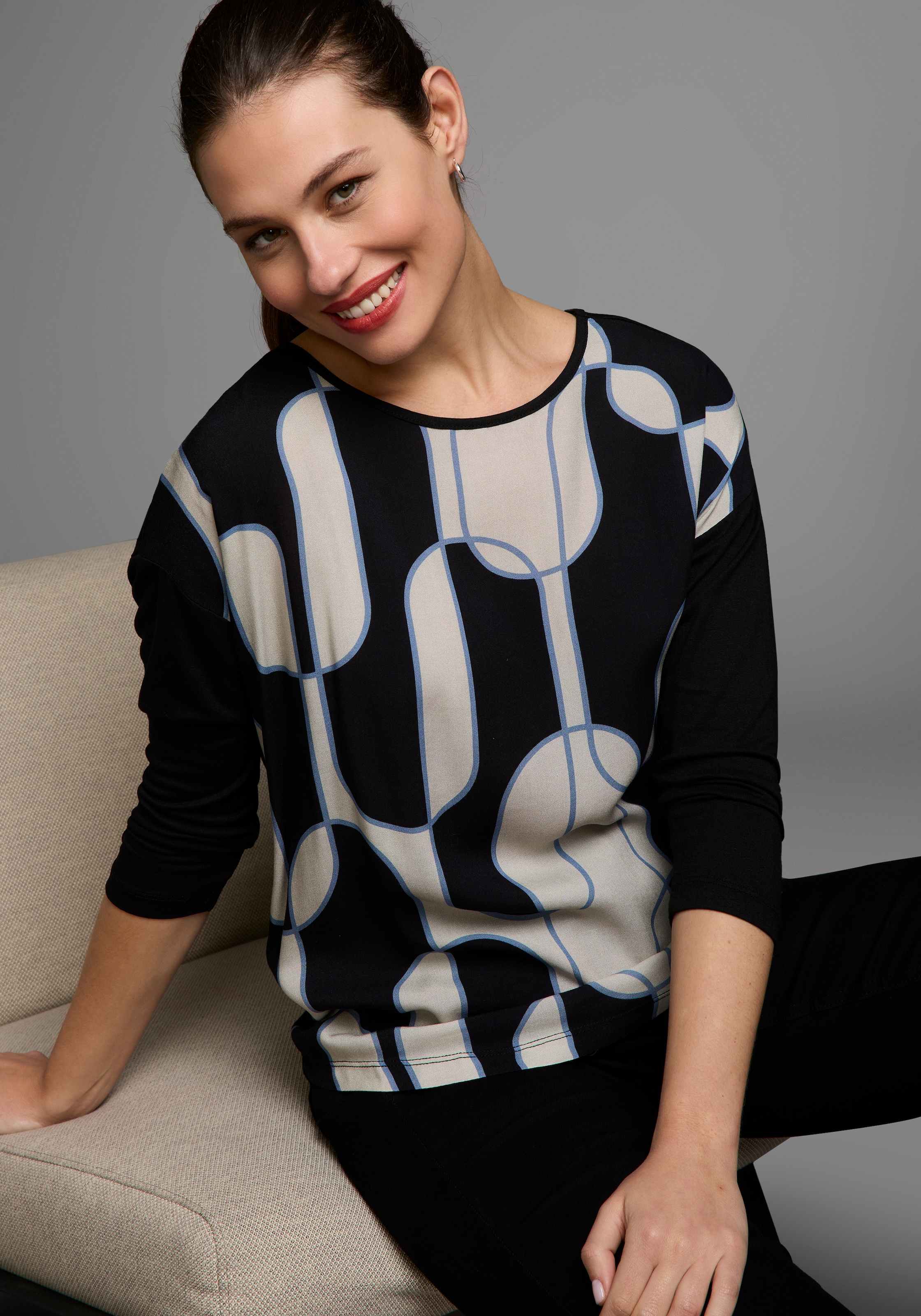 Laura Scott Shirtbluse, mit Grafik-Print im Materialmix günstig online kaufen