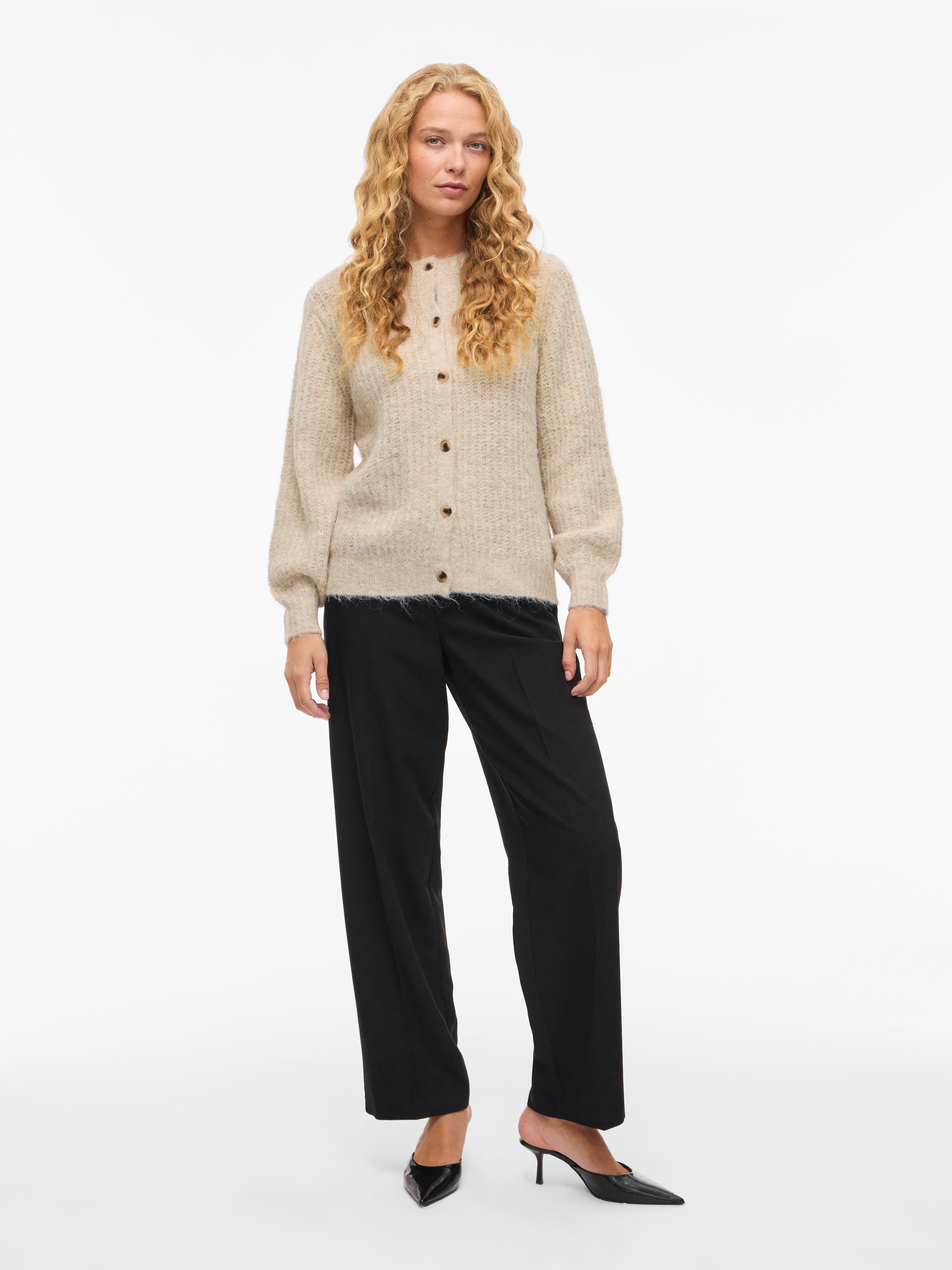 Vila Strickjacke »VILAMPE O-NECK L/S KNIT CARDIGAN-NOOS« Materialmix, regular fit