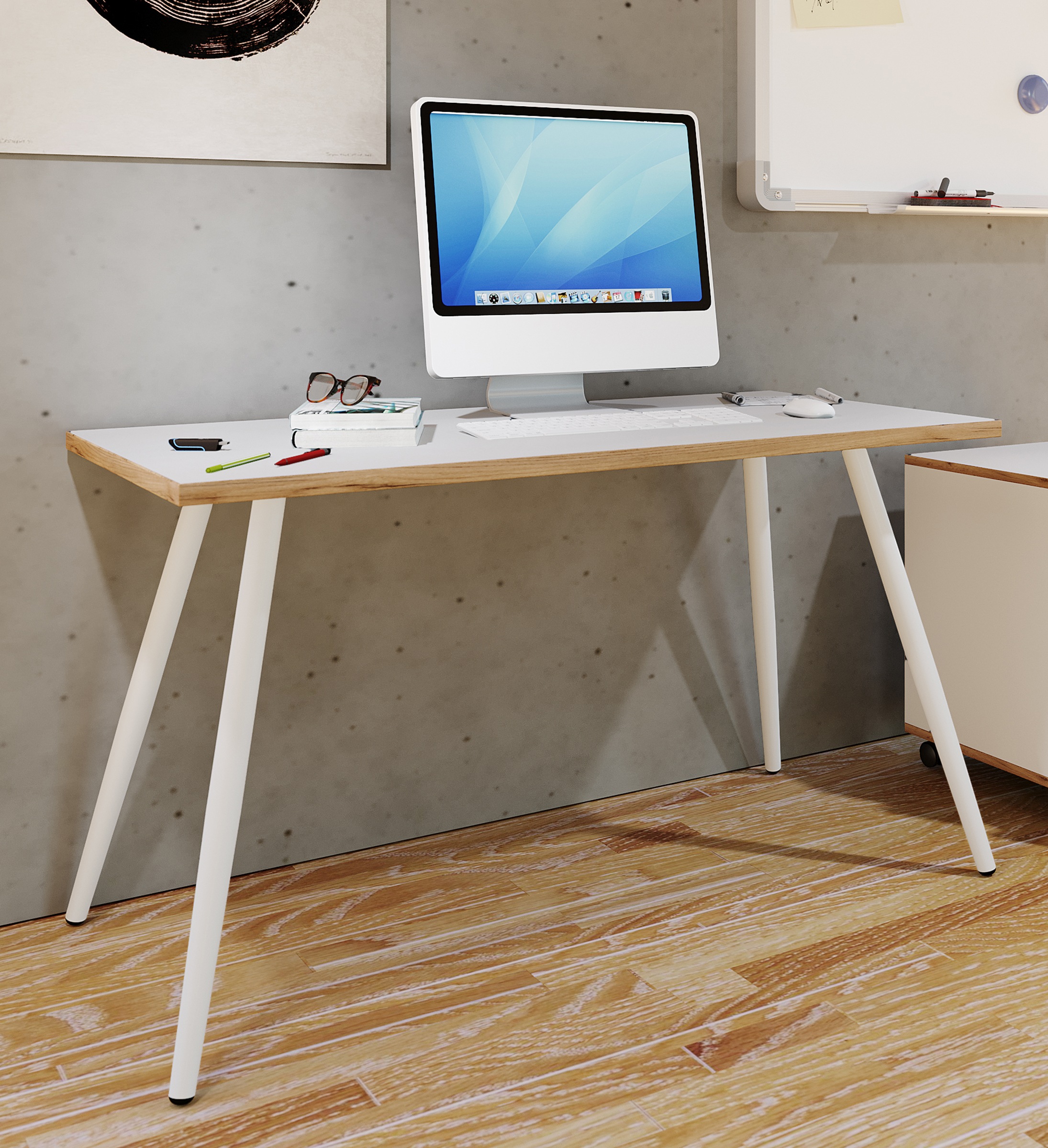 VCM Schreibtisch »VCM Schreibtisch Computertisch Bürotisch Skandanivischer Retro Look Salia 110x80 cm«, (Salia)