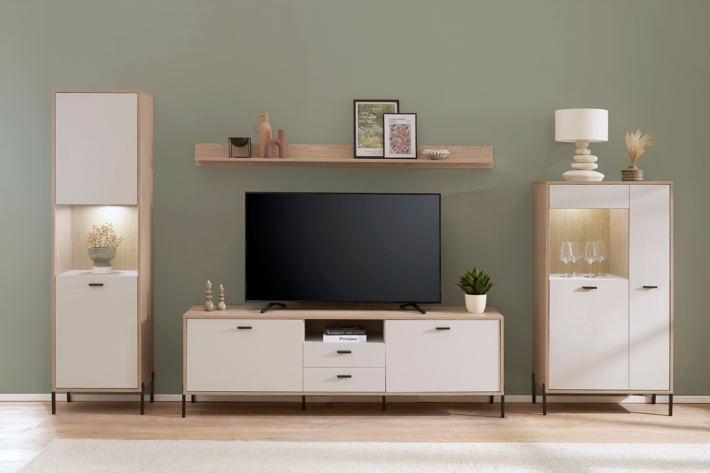 Home affaire Wohnwand "Fredericia, moderne Anbauwand, Komplettset in Kaschmir" Set, 4 Stk. tlg.