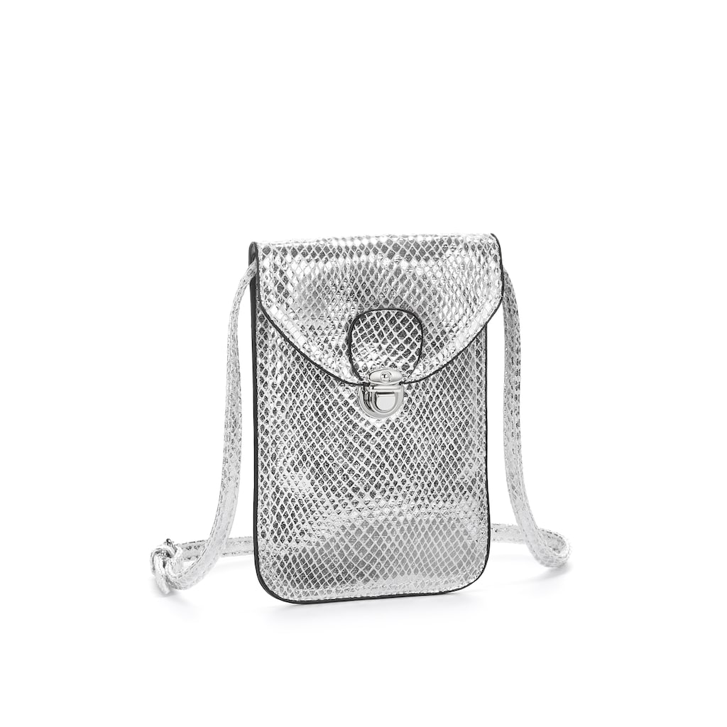 LASCANA Umhängetasche Minibag Handytasche zum Umhängen im coolen Metallic Look VEGAN