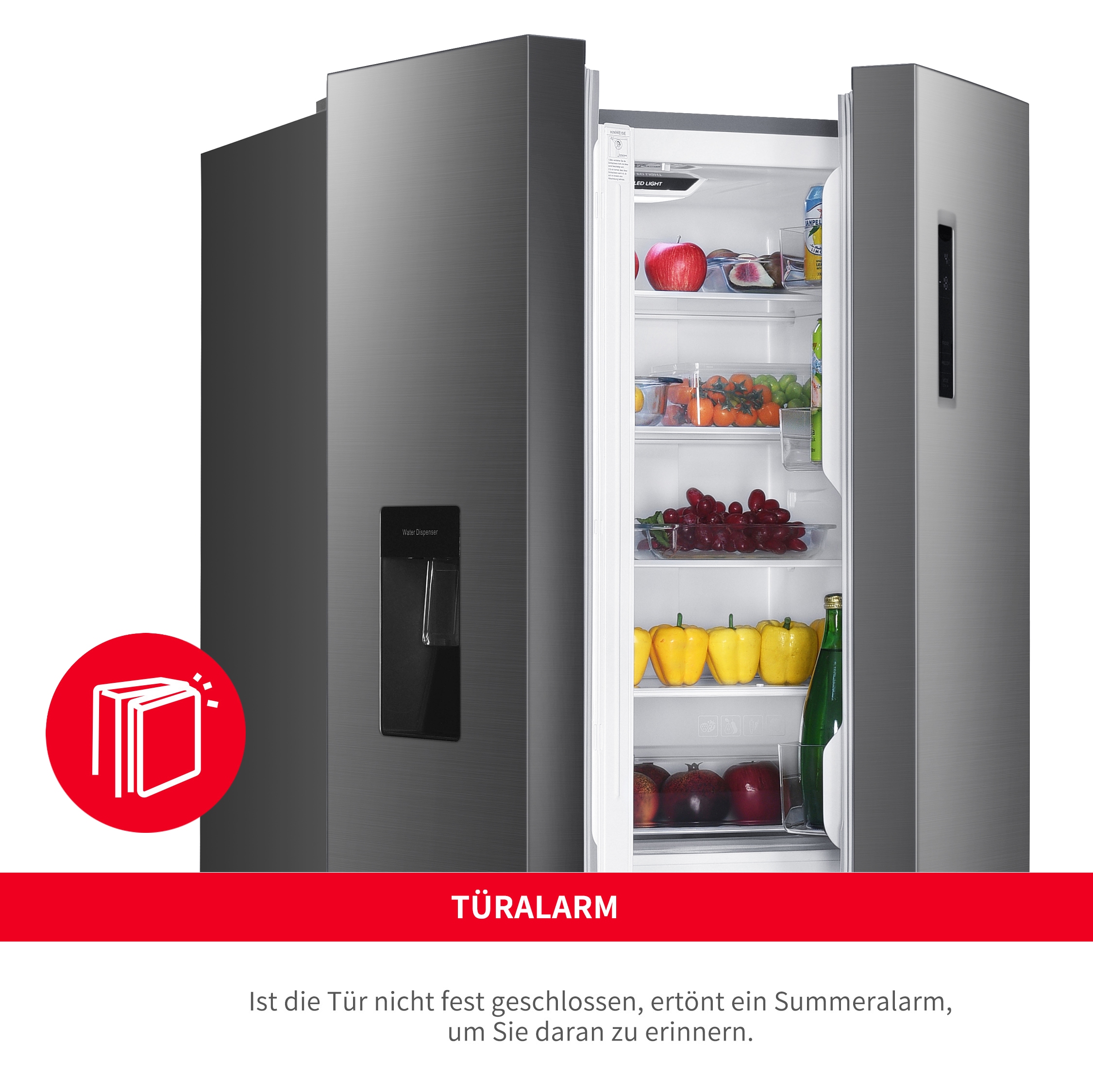 Hanseatic Multi Door »HCDC18080CWDI«, NoFrost, Wasserspender, Display