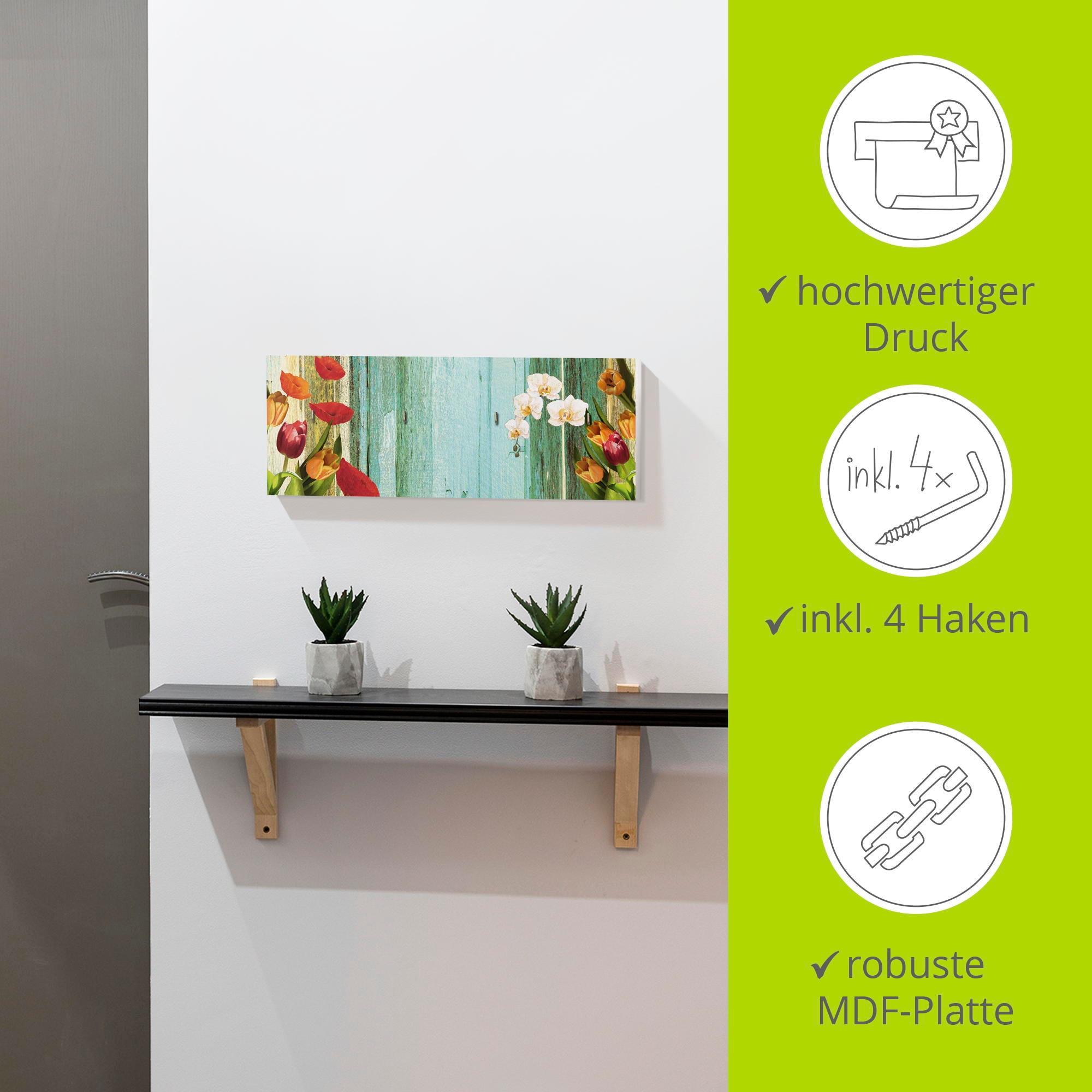 Artland Hakenleiste »Bunte Blumen«, MDF