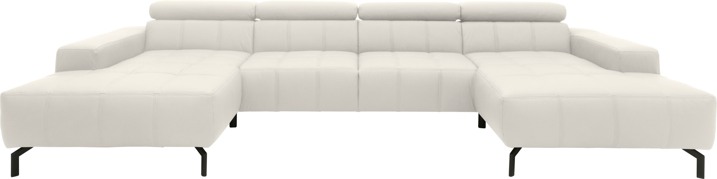 DOMO collection Wohnlandschaft "Cunelli tolle Sitznähte als Designelement, fester Sitzkomfort, U-Form" wahlweise mit Kopfteilverstellung, bodenfrei