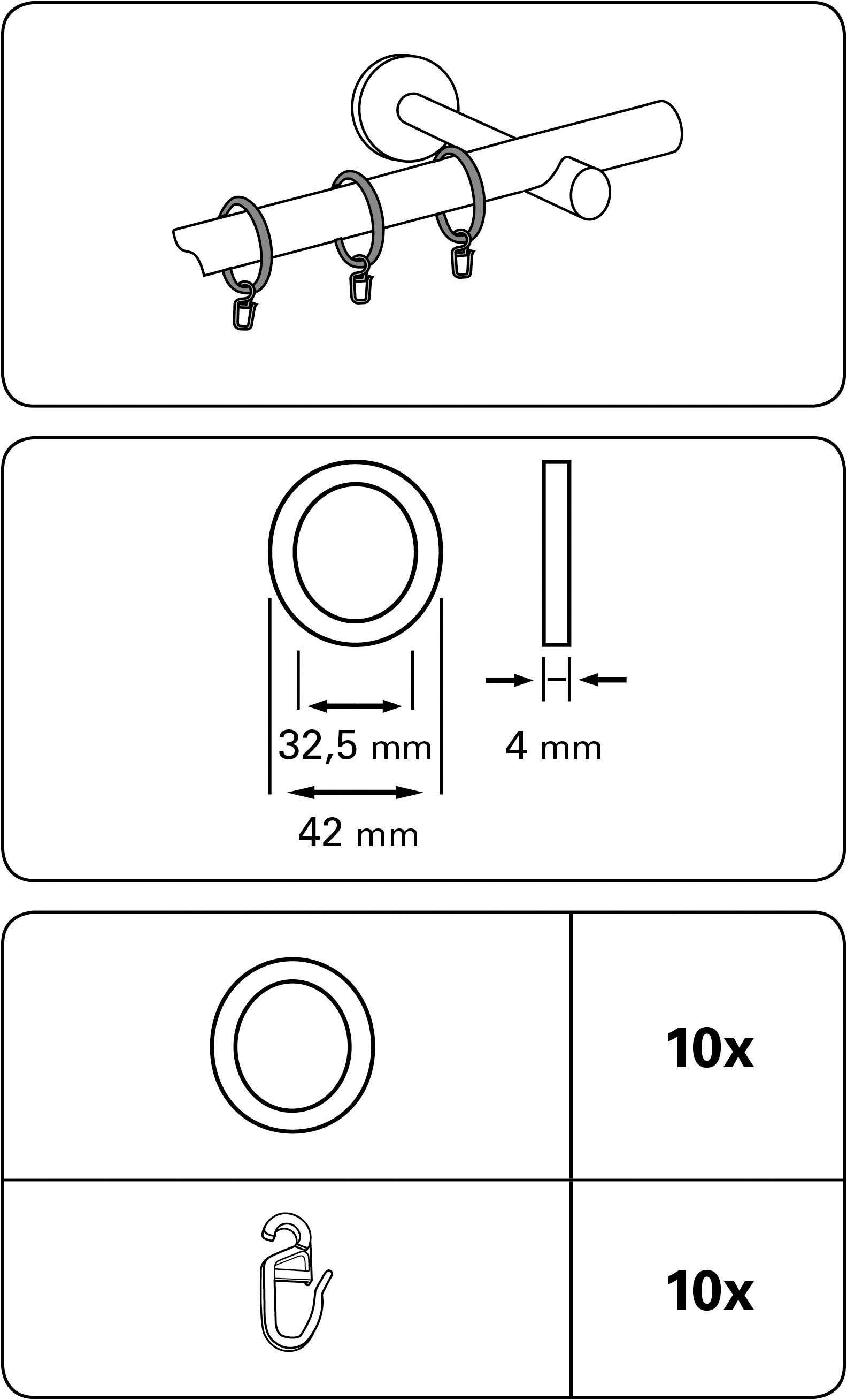 mm | Ø BAUR bestellen Gleiteinlage«, 22/25 Gardinenstangen »Gardinenringe mit Zylinder GARDINIA Gardinenring 1-Lauf Set (10 Serie St.),