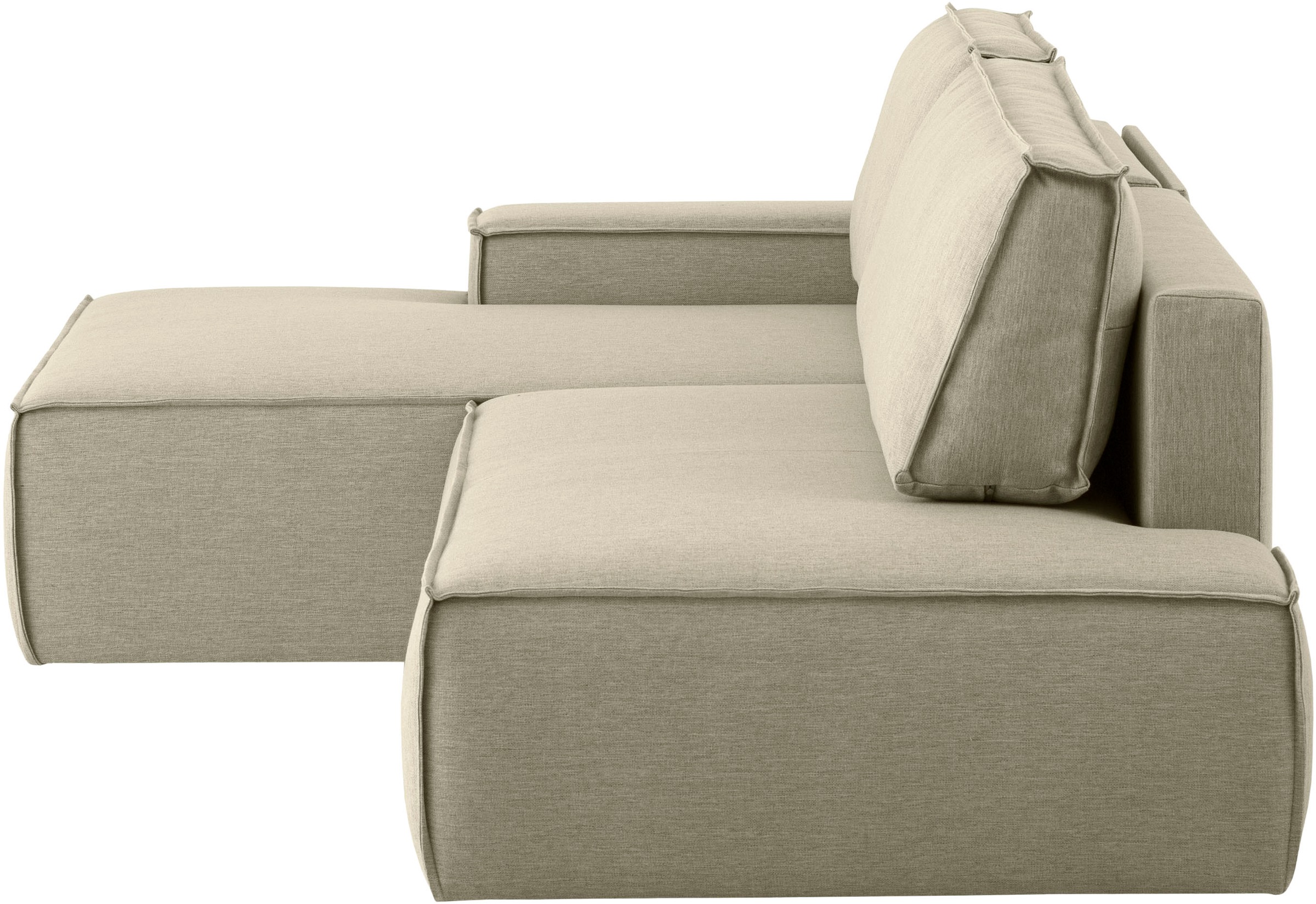 Home affaire Ecksofa »SHERWOOD, Schlafsofa in L-Form offen (275cm), Cord, Leinenoptik«, Schlaffunktion und Bettkasten, Kedernaht, hoher Sitz- & Liegekomfort