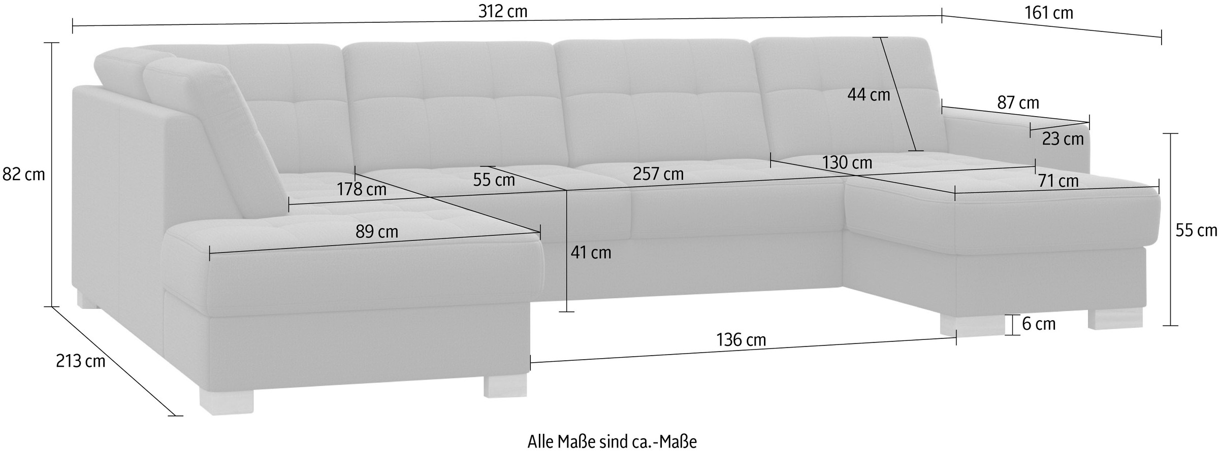sit&more Wohnlandschaft »Quincy U-Form« wahlweise mit Bettfunktion und Bettkasten