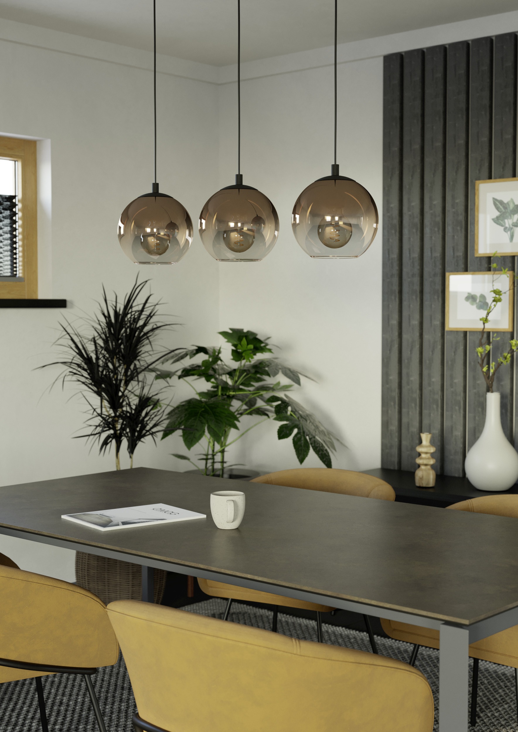 EGLO Hängeleuchte »ARISCANI 1 Pendellampe - Stahl - E27 - 3X60W - IP20« E27 1 Stk. Hängelampe, Deckenlampe, Wohnzimmer, Esszimmer, L76,5 x B16,5 x H110cm