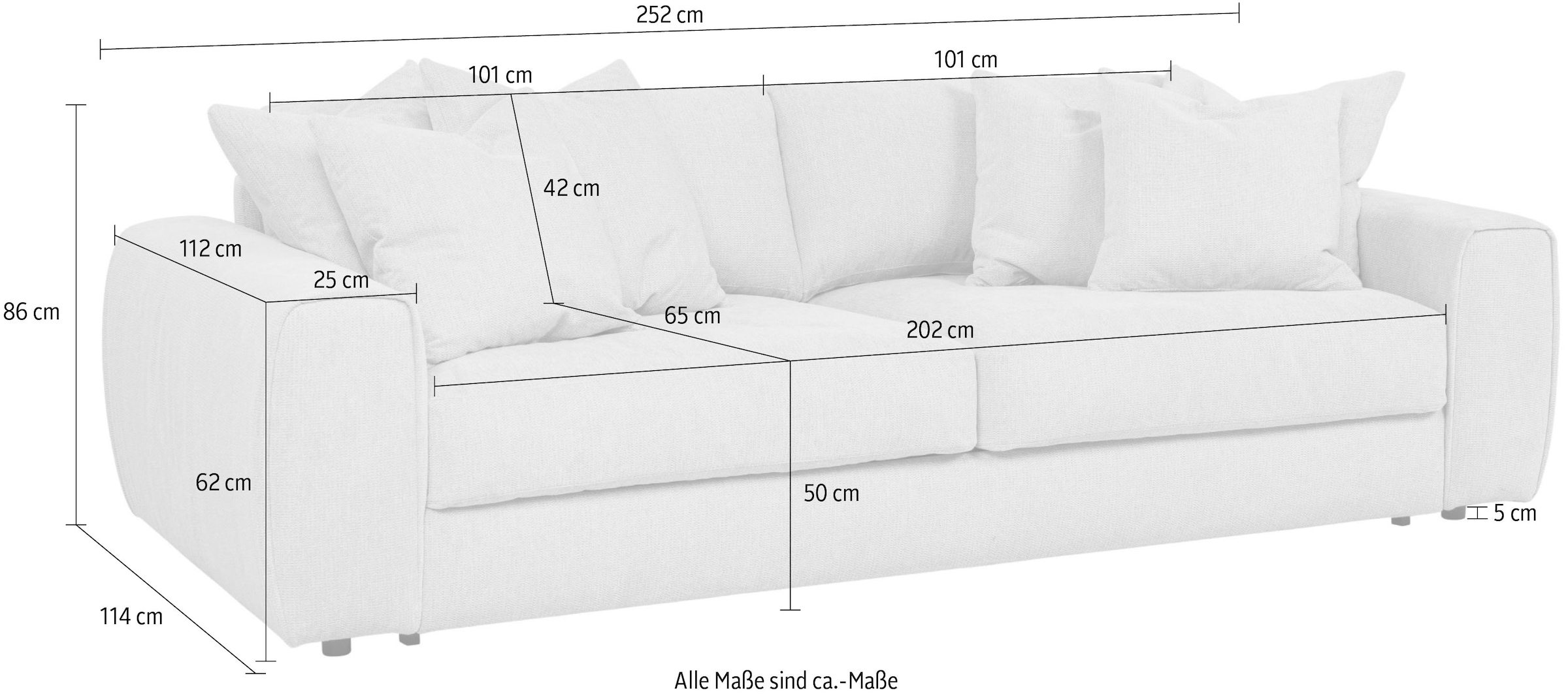 OTTO home Schlafsofa »Rillea, Sofa, Couch, MADE in Europe« B: 252 cm, FSC®, Liegefläche 180x200 cm