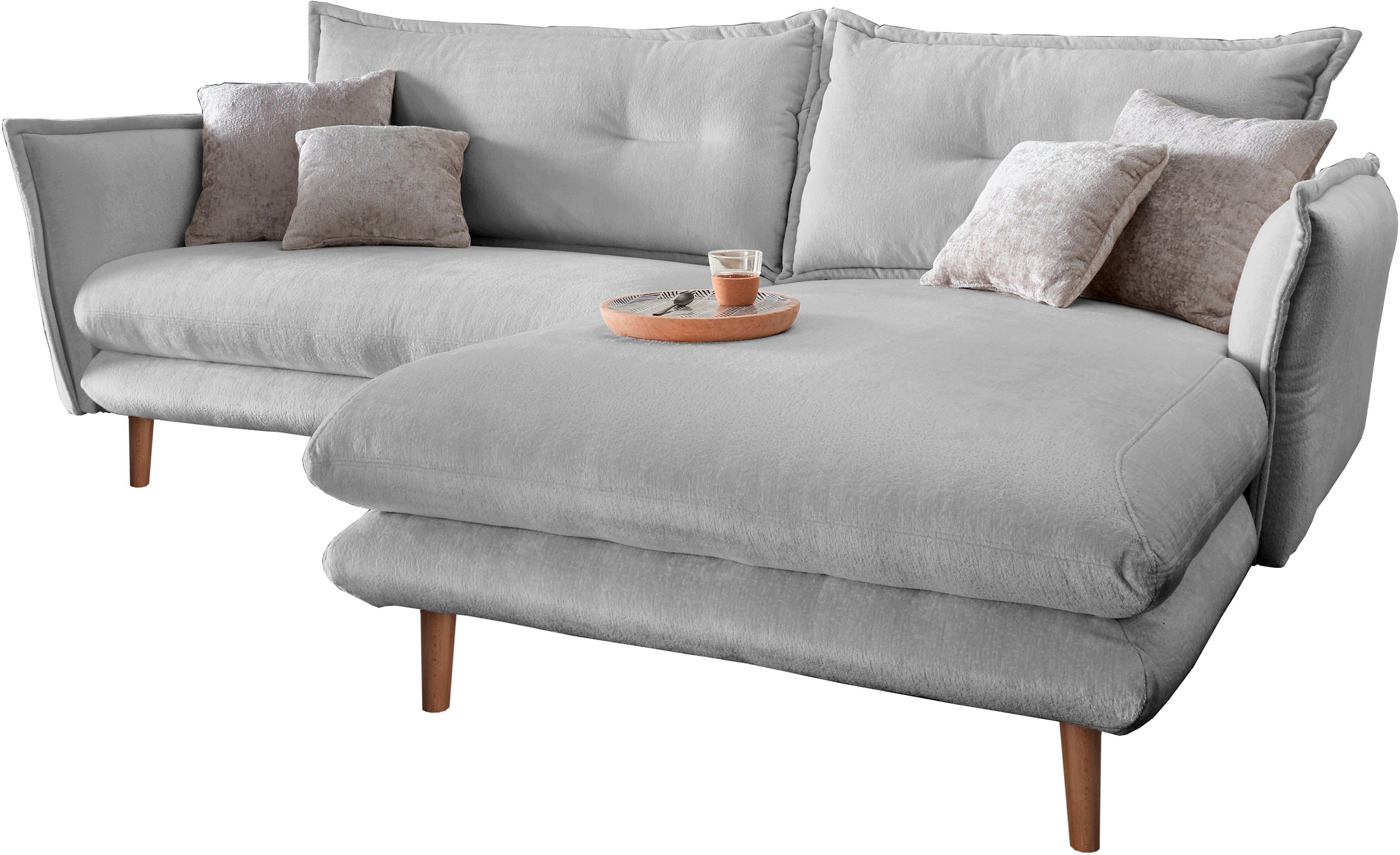 INOSIGN Ecksofa »Lazio modern und bequem, schmale Armlehnen, tolle Detailverarbeitung«, zwei verschiedene Fußfarben wählbar