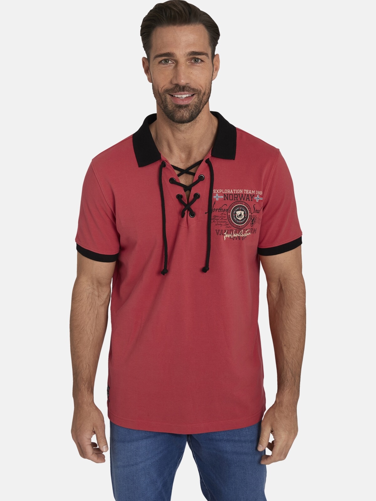 Jan Vanderstorm Poloshirt "Doppelpack Poloshirt ELJAR", mit lässigen Saumschlitzen