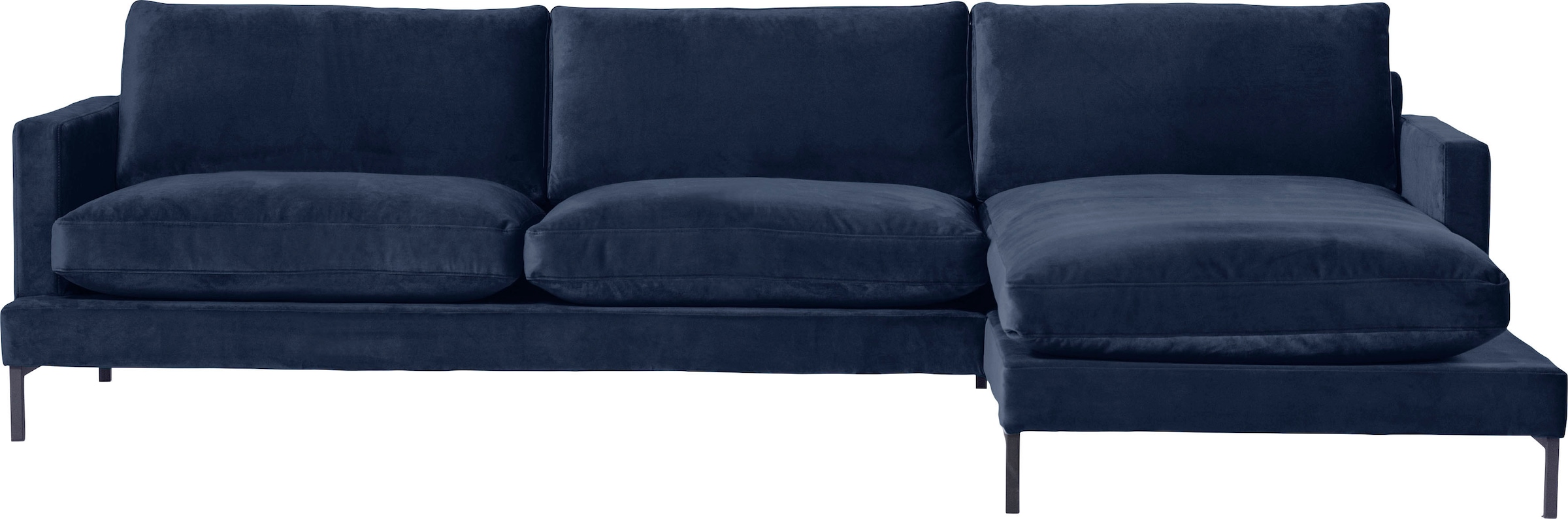 andas Ecksofa "Welland, L-Form," mit schwarzen Metallfüßen, mit Federfüllung im Sitz- und Rückenkissen