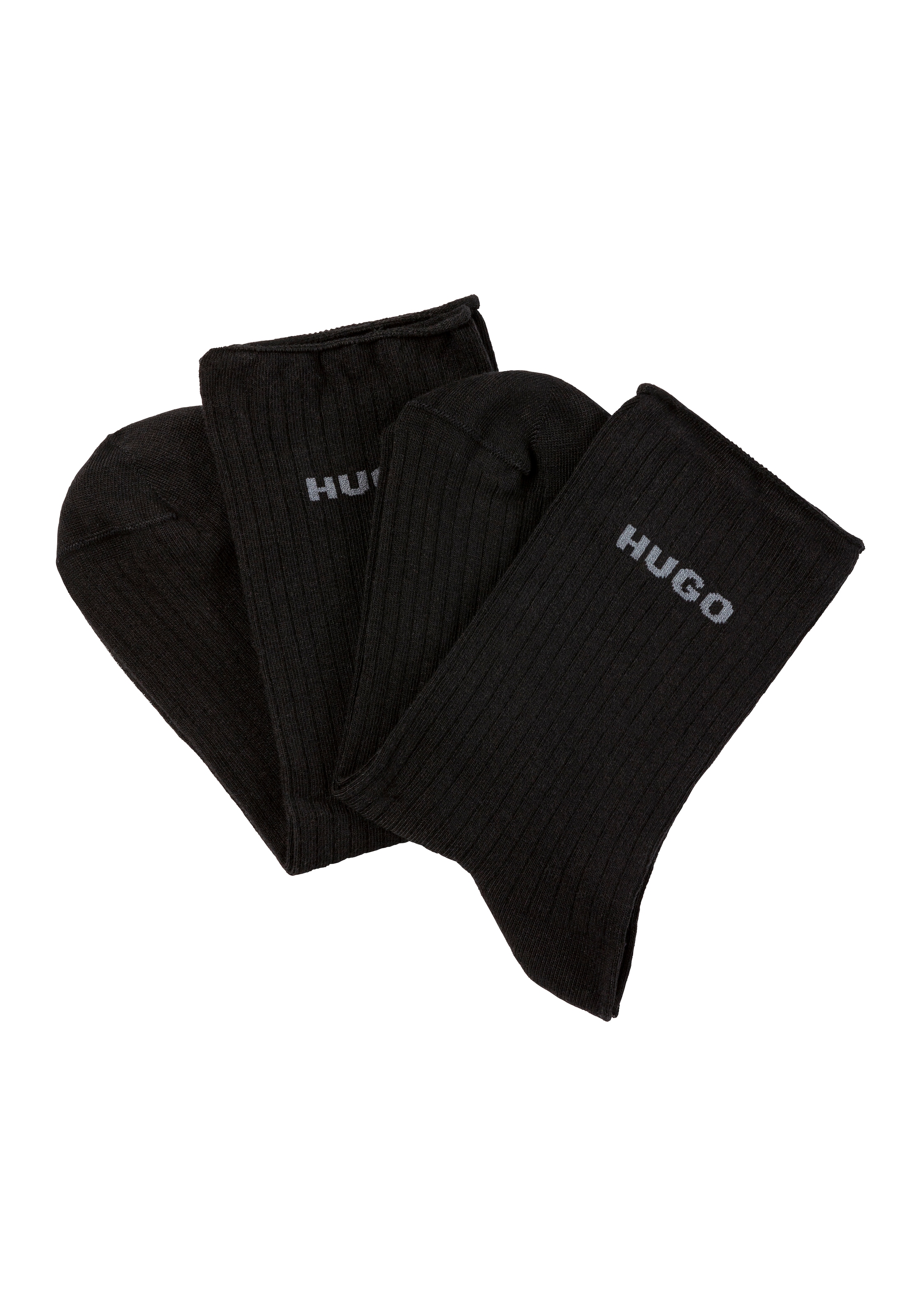 HUGO Underwear Freizeitsocken "2P QS FINE RIB CC", mit großem Logo günstig online kaufen