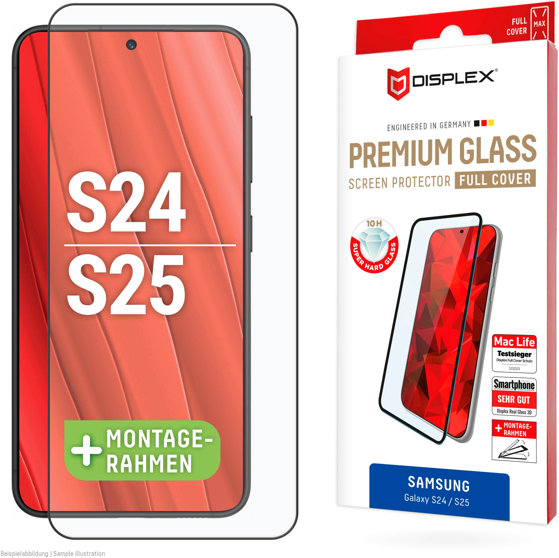 Displex Displayschutzglas »Real Glass FC«, für Samsung Galaxy S24-Samsung Galaxy S25, Displayschutzfolie Displayschutz kratzer-resistent 10H splitterfest