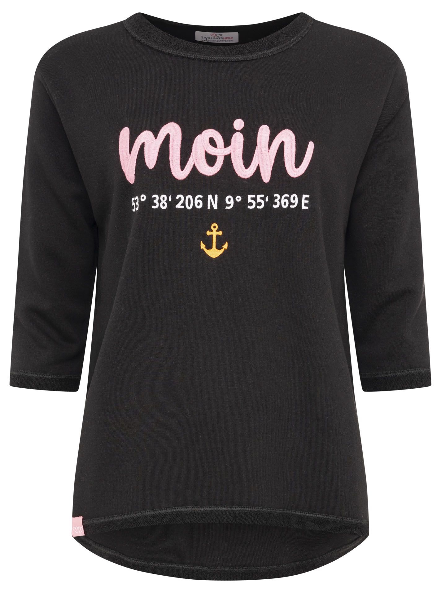 Zwillingsherz 3/4-Arm-Shirt ""Moin"" mit Moin Stickerei und Anker, ausgefra günstig online kaufen