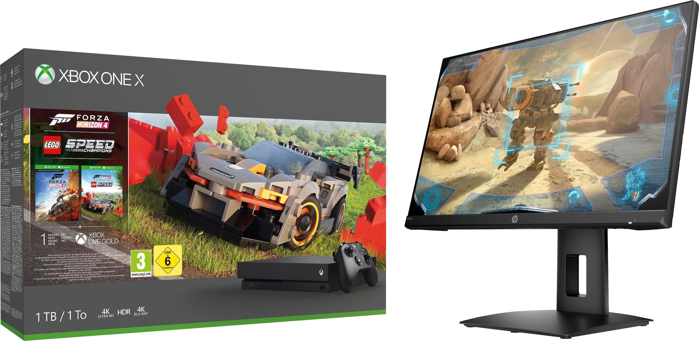 Xbox One Konsolen-Set »X«, (Forza Horizon 4 Lego Bundle), inkl. HP 24x Gaming-Monitor